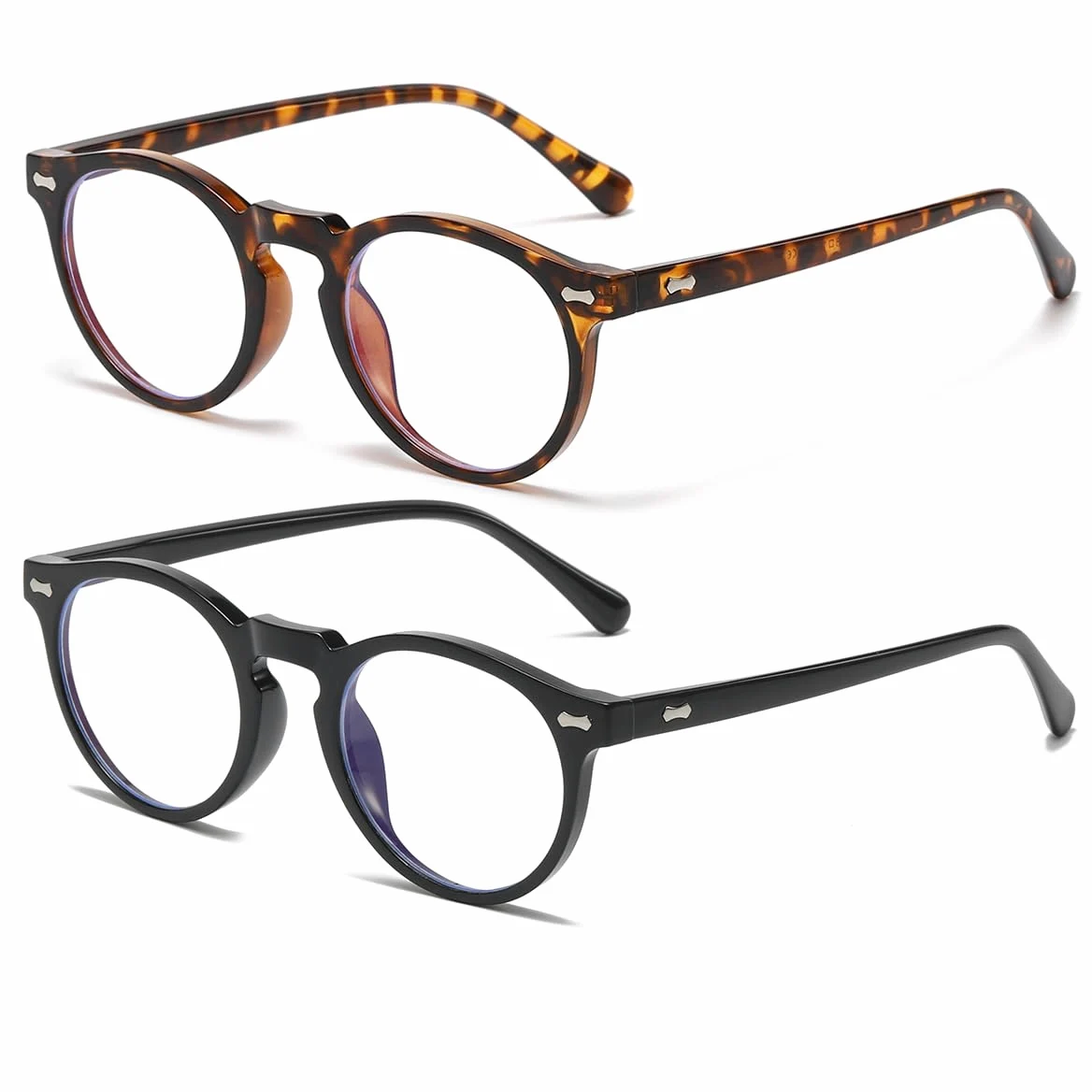 JOVAKIT Okrągłe okulary z niebieskim światłem dla kobiet i mężczyzn, modne oprawki w stylu retro, okulary komputerowe, ochrona przed zmęczeniem oczu