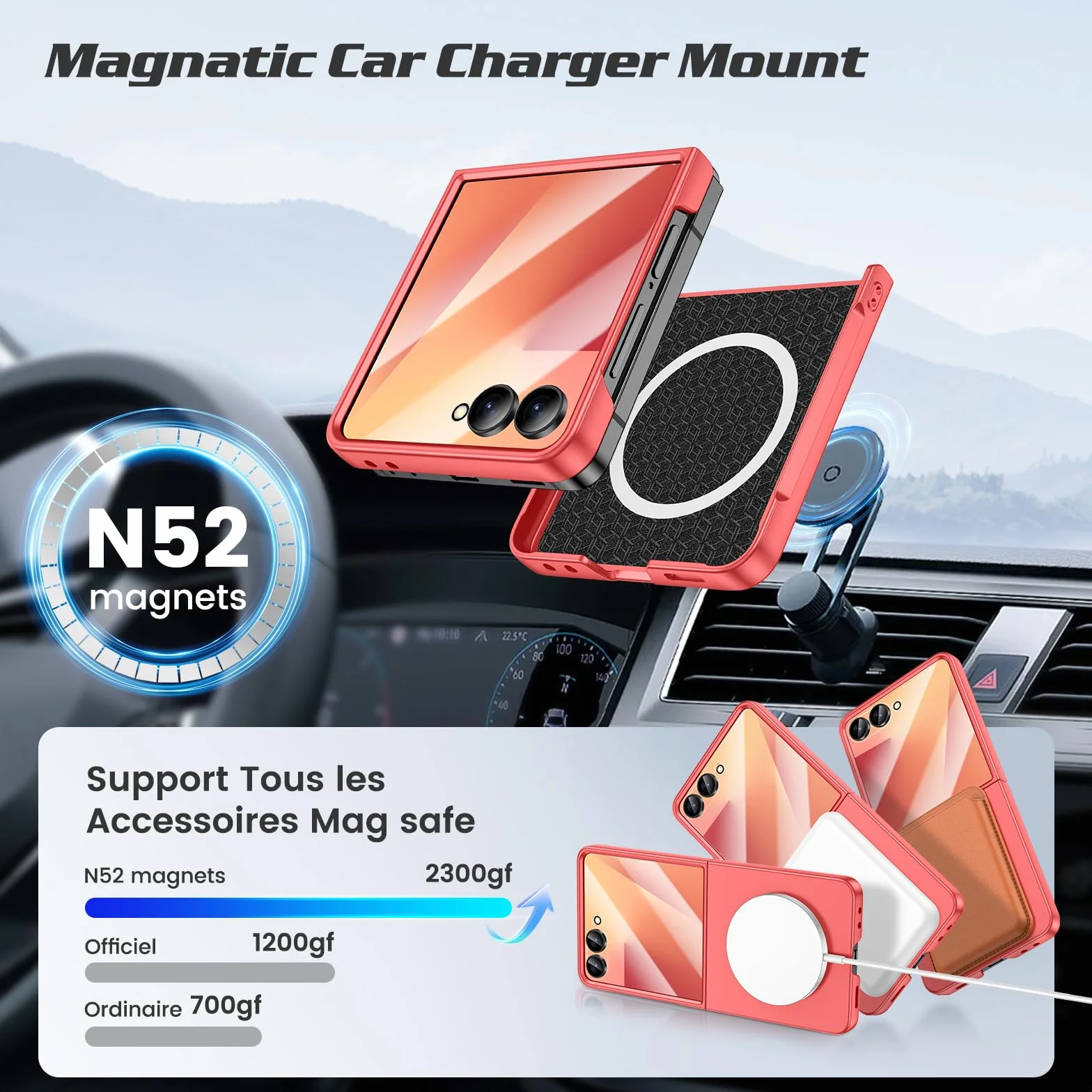 Etui ochronne Samsung Galaxy Z Flip 7 Mag Safe, ultracienkie, wbudowana osłona ekranu, twarde PC