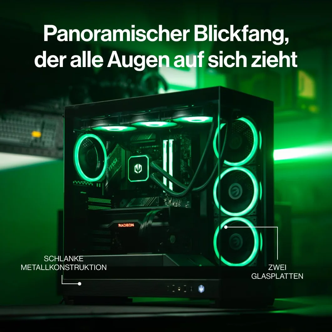 ENDORFY Fishtank 6000 Corona obudowa PC ATX E-ATX gamingowa panoramiczna szkło hartowane 4x120mm wentylatory ARGB PWM USB-C chłodzenie 360 mm GPU do 445 mm czarna