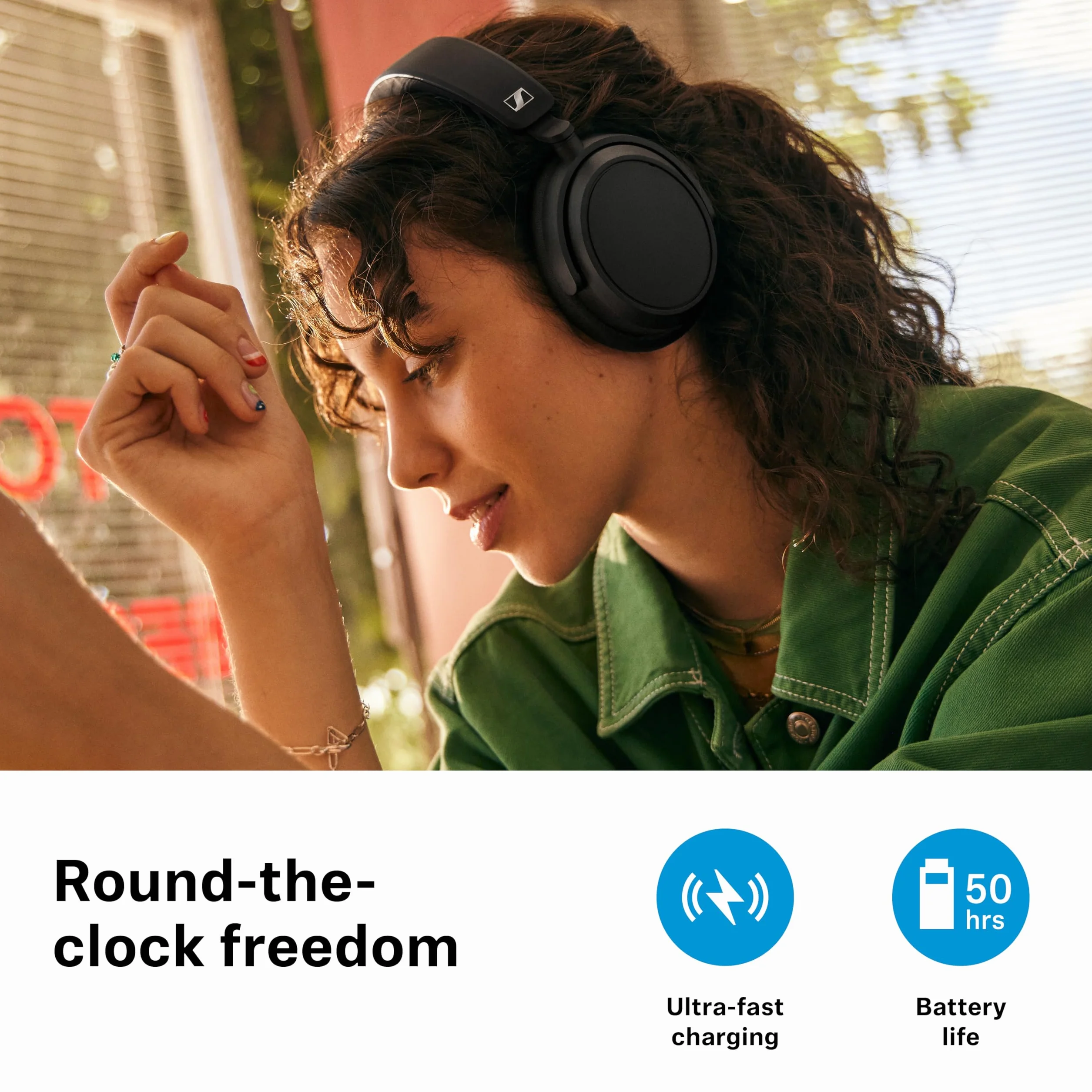 Sennheiser ACCENTUM Plus Bezprzewodowe słuchawki Bluetooth 50h Adaptive Hybrid ANC czarne