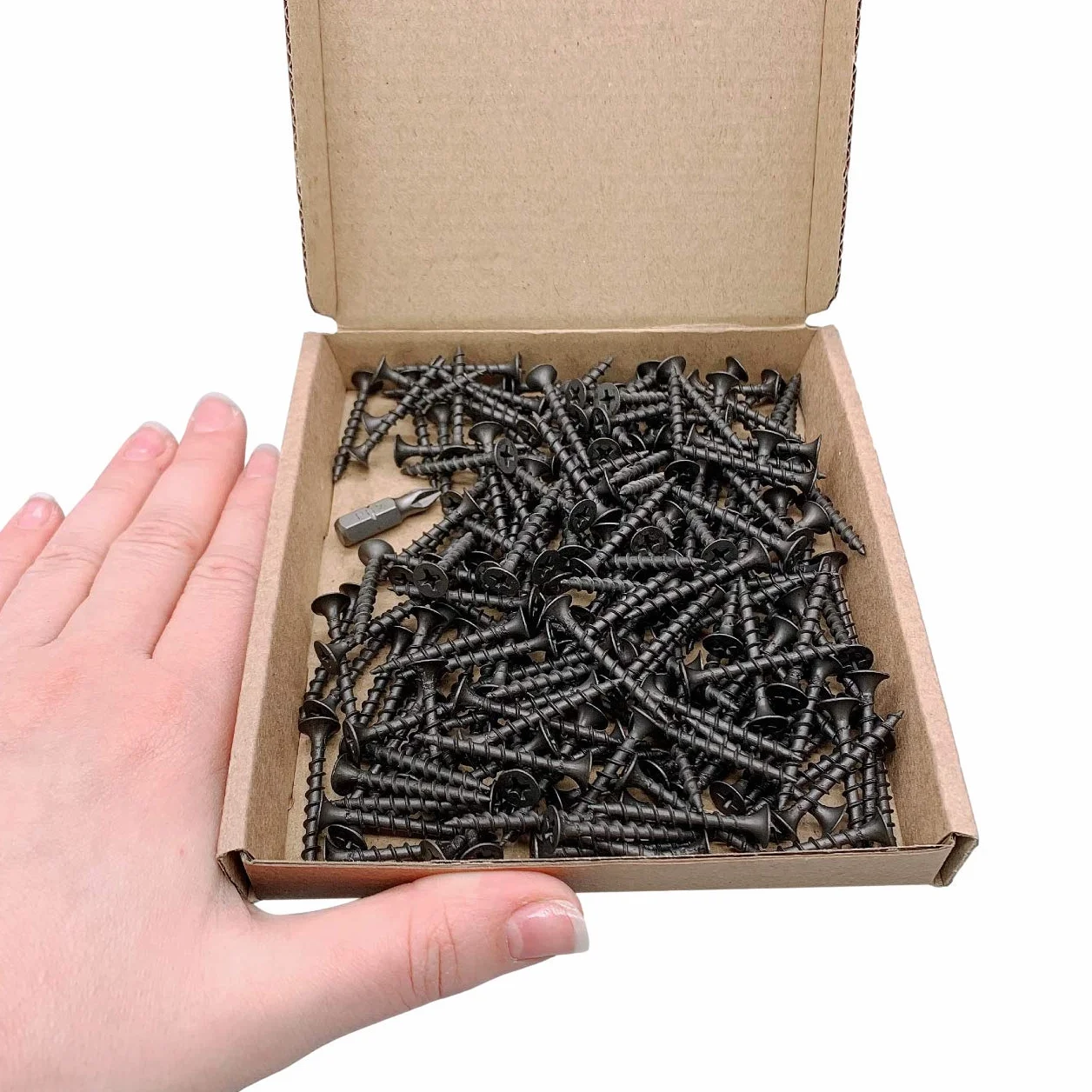 (200 sztuk) czarne fosforanowe wkręty ze stali węglowej 3,5 x 32 mm, wkręty do płyt gipsowo-kartonowych, śruby do drewna, głowica krzyżakowa, elementy mocujące do płyt wiórowych (200, 3,5 x 32 mm)