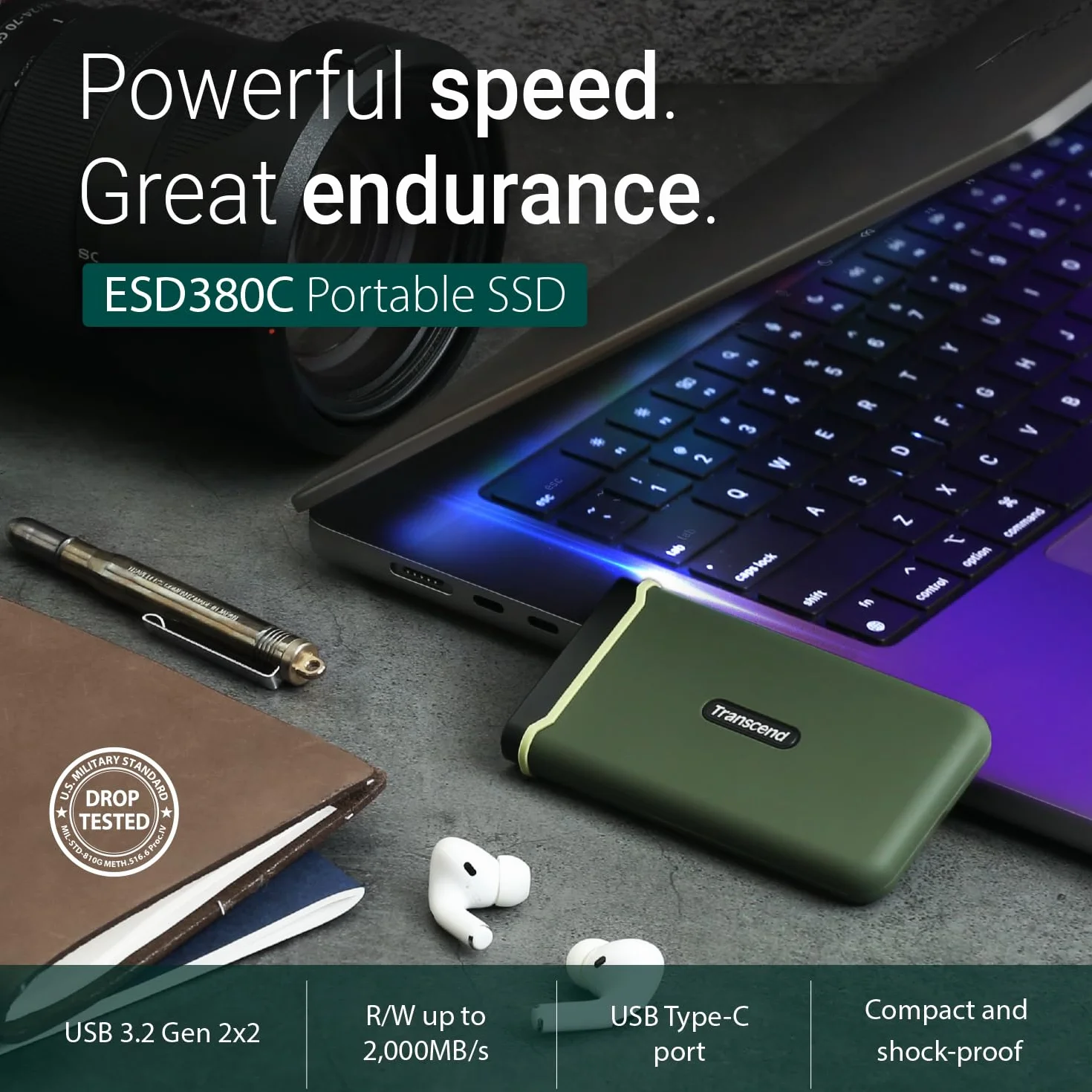 Transcend ESD380C 2 TB USB 3.2 Gen 2x2 Typ-C przenośny dysk SSD