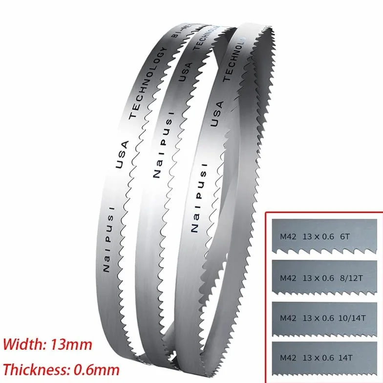 Brzeszczot piły, 2 sztuki 10-calowych brzeszczotów taśmowych 1826 mm. 10-calowe; bimetaliczne brzeszczoty do drewna M42 cięcia krzywej z 6 8 14 zębami na cal(13mm Bi-Metal,6 Tooth)