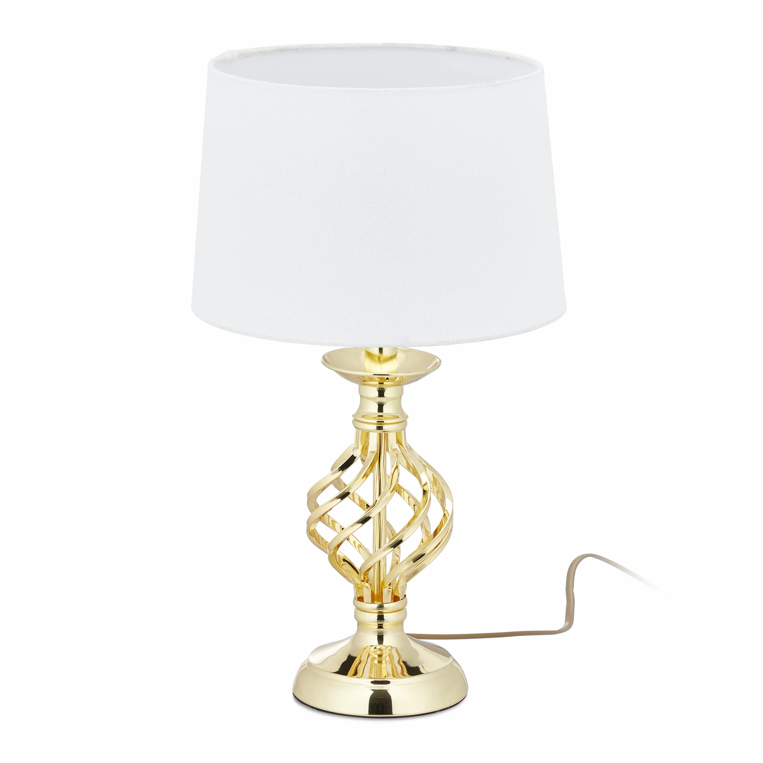 Relaxdays Lampa stołowa, nowoczesna, lampka nocna dotykowa, 3 stopnie ściemniania, E14 lampa stołowa szlachetna, wys. x śr. 43,5 x 25 cm, złoto/biała