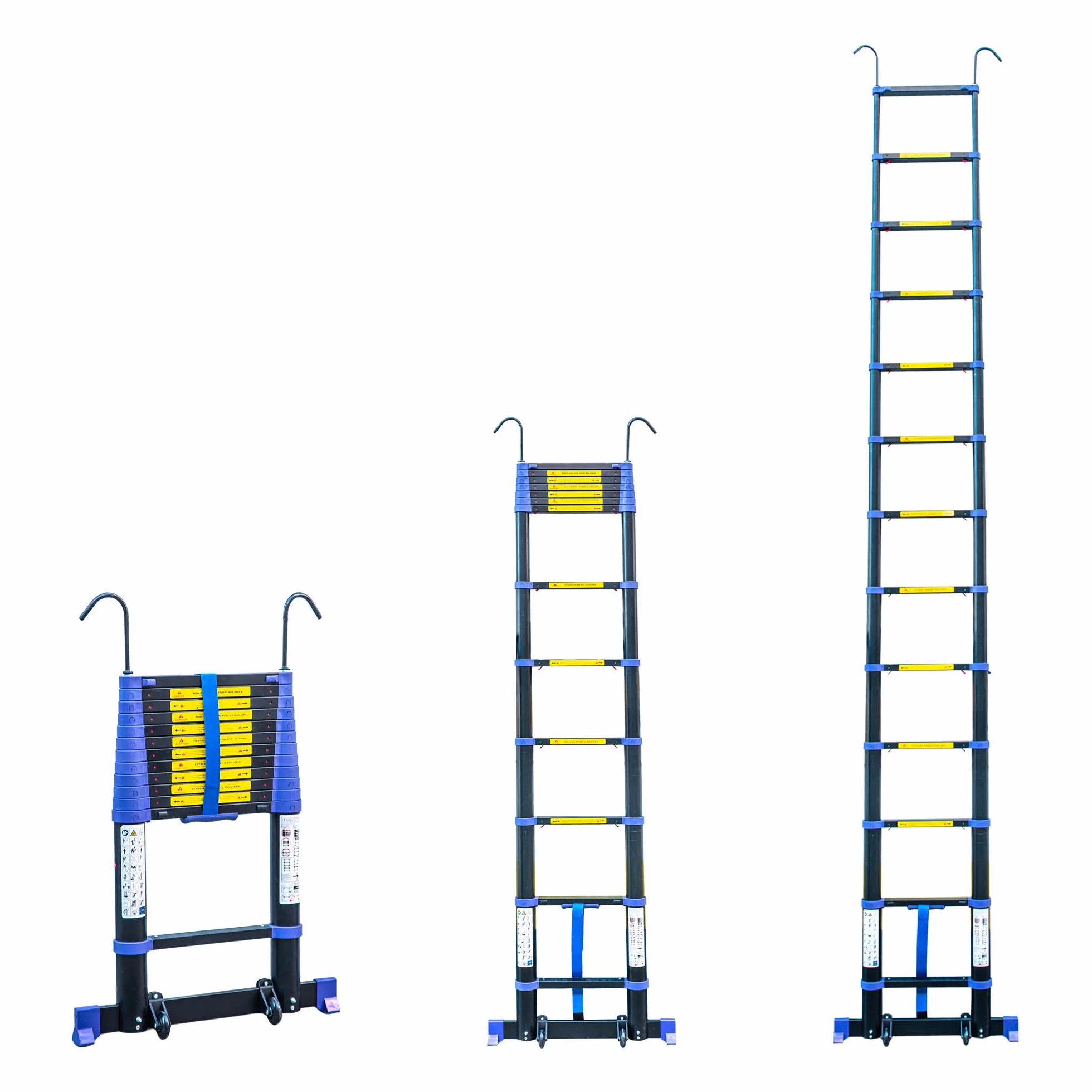 Drabina teleskopowa 3,8m TELESCOVA12+, aluminium, składana, rozciągliwa, wielofunkcyjna, maksymalna wysokość robocza 4,7 m, zdejmowane haczyki, 5 lat