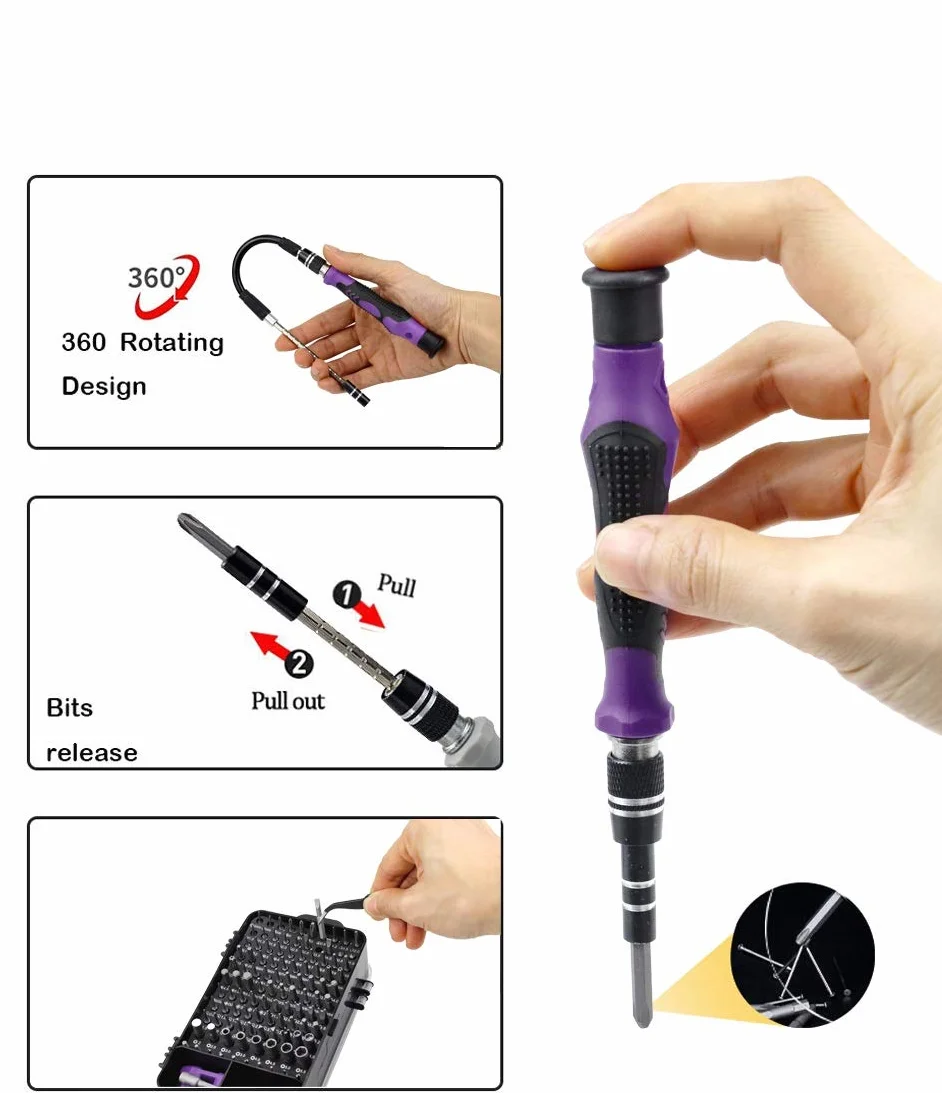 Zestawy śrubokrętów, Zestaw Wkrętaków 135 W 1-bitowym Precyzyjnym Wkrętaku Magnetycznym Z Bitami Torx Izolowane Narzędzia Wielofunkcyjne(D)