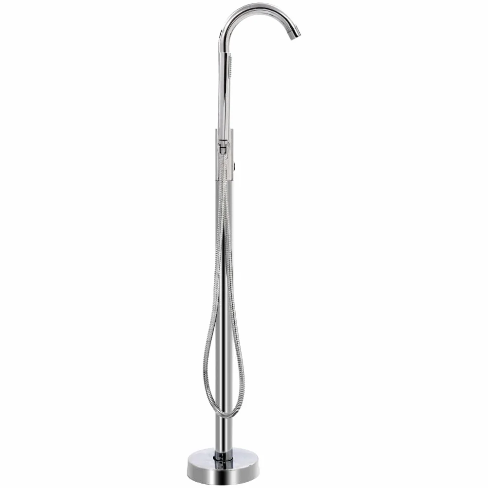 Wolnostojąca armatura wannowa ze stali nierdzewnej 118,5 cm z słuchawką prysznicową i wężem 150 cm, chromowana armatura wannowa wylewka, bateria jednoręczna do wanny, nowoczesny design