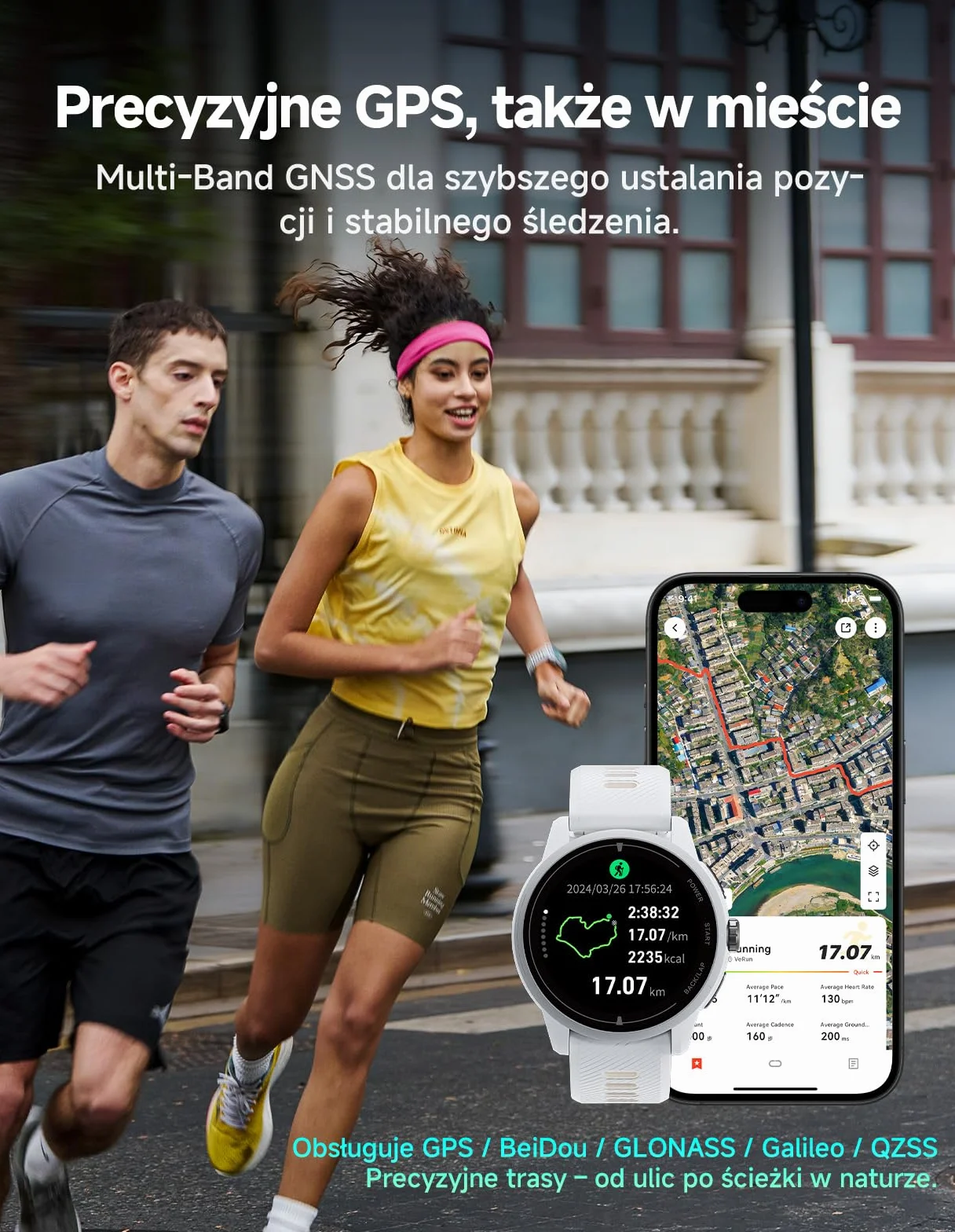 iGPSPORT VeRun Ultralekki Smartwatch AMOLED 1,32" GPS Dwuczęstotliwościowy 14 Dni Baterii Nawigacja Offline Szary