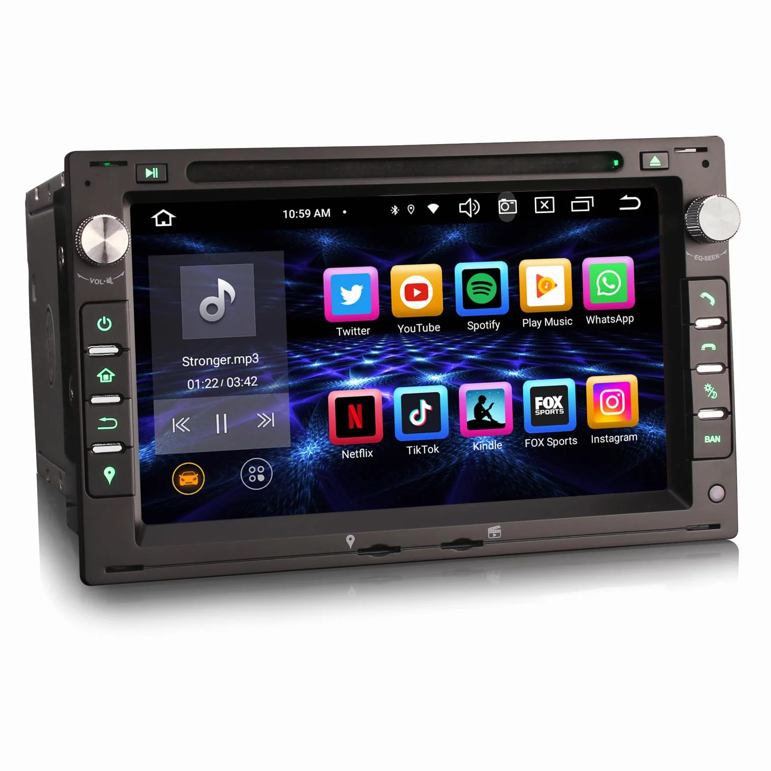 Erisin Radio samochodowe 7" z systemem Android 13, 8 rdzeni, 4 GB + 64 GB, z nawigacją GPS, do VW Passat B5, Polo, Jetta, Sharan, Golf 4 T5, Ibiza, Superb, Seat, Peugeot 307, DAB+, CarPlay, Android