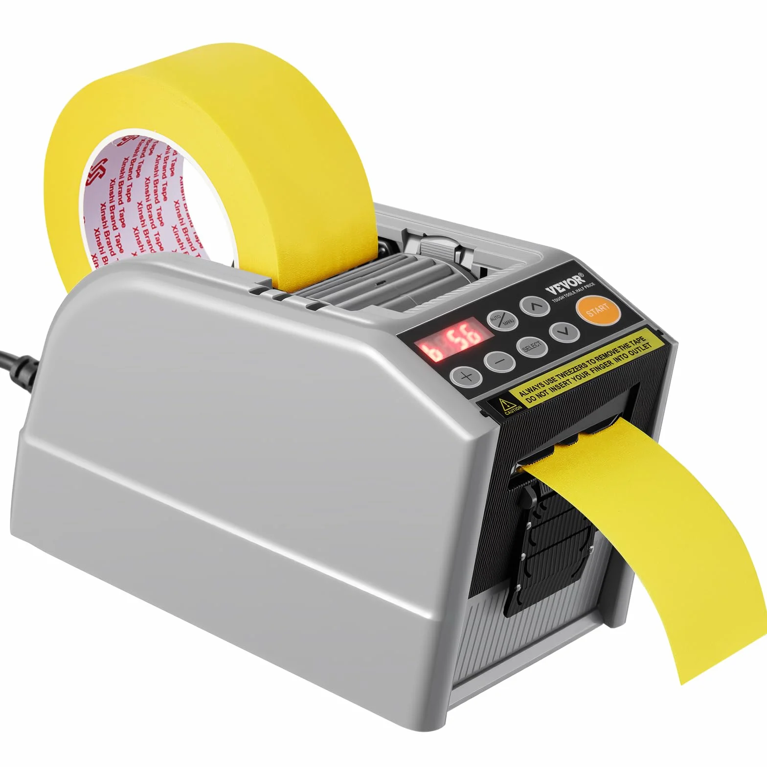 VEVOR Automatyczny dozownik taśm elektrycznych 25 W maszyna do cięcia taśm szerokość taśmy 6-60 mm długość taśmy 5-999 mm dla przemysłu, biur, domów, sklepów