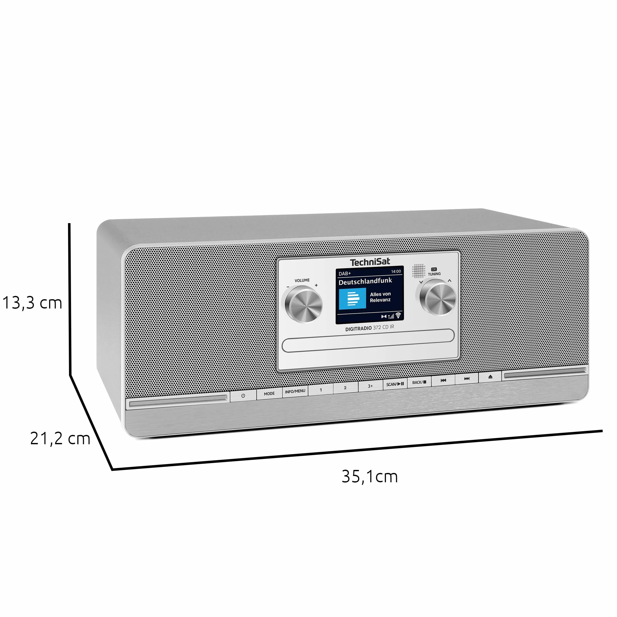 TechniSat DIGITRADIO 372 CD IR – stereofoniczne radio internetowe z DAB+, FM, odtwarzaczem CD, Wi-Fi, Bluetooth, kolorowym wyświetlaczem, USB, AUX, wyjściem słuchawkowym, 10 W, aplikacją, pilotem