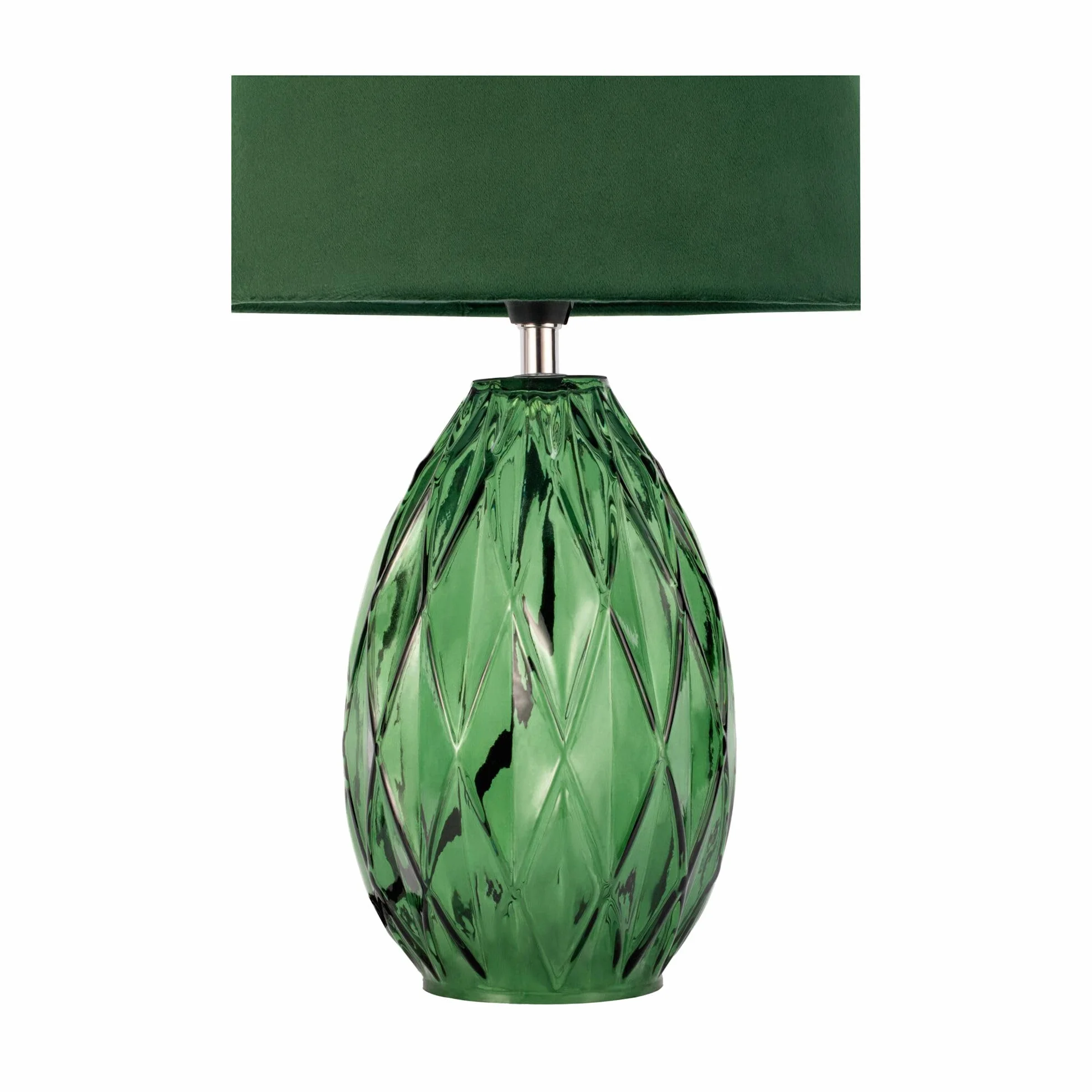 Pauleen 48156 Crystal Velvet oprawa stołowa, klosz tekstylny, aksamit, lampa stołowa ze szkła, zielony, maks. 20 W, E14, zielony, 230 V, szkło/tkanina