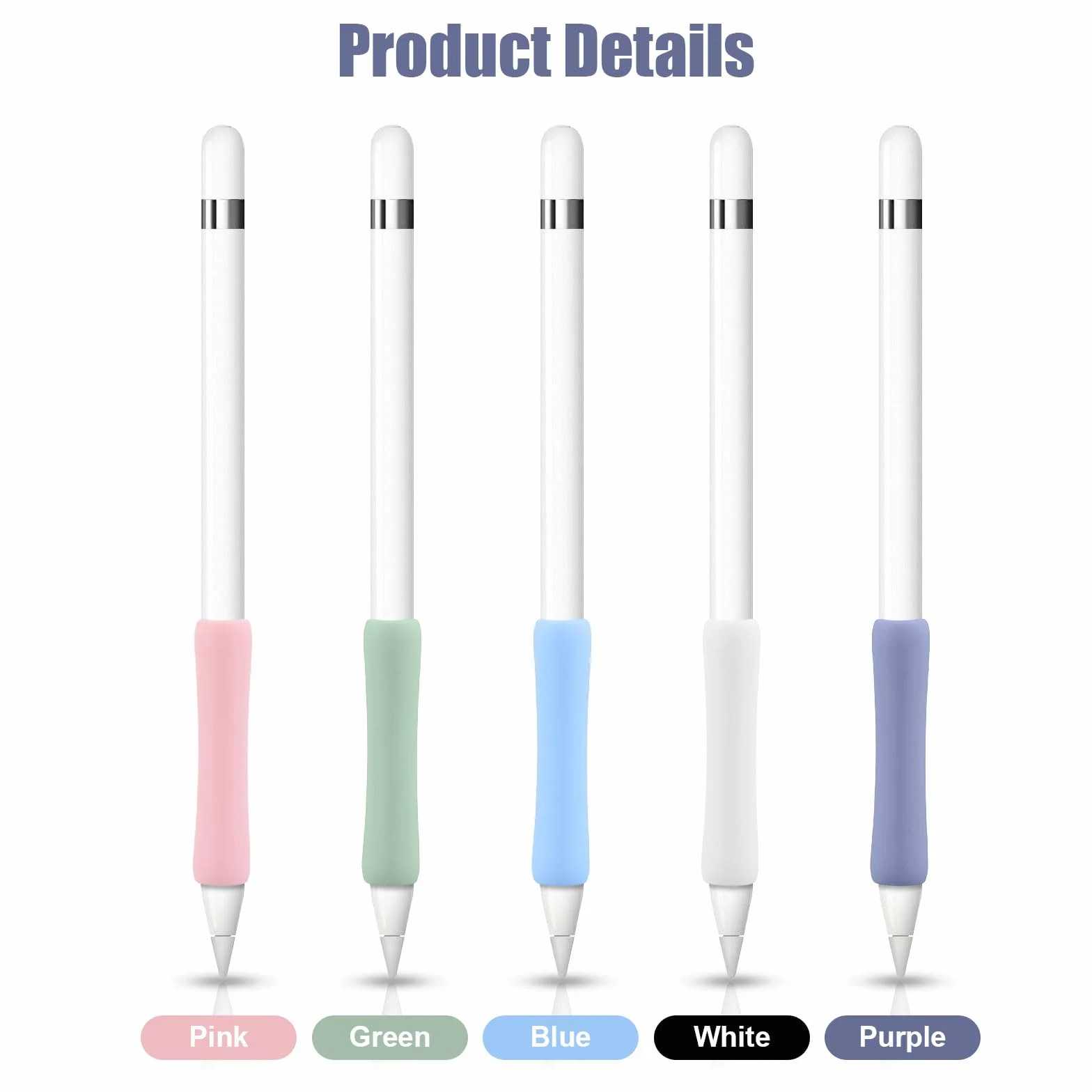 5szt Uchwyty do Apple Pencil 1st 2nd / Apple Pen USB C, 6 x 1,3cm Wielokolorowe Silikonowa Oslona Kompatybilna z iPadem Stylus Pencil (5 Kolorów)