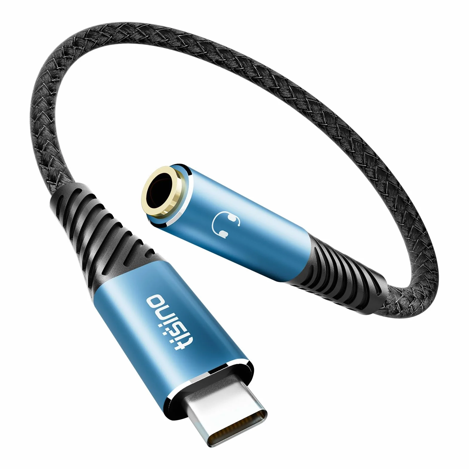 Tisino Adapter USB C na Jack 3,5 mm TRRS Żeński, Hi-Res DAC 384kHz/32Bit, Kabel USB C na AUX do Słuchawek, Kompatybilny z iPhone 16/15, Galaxy S24/S23/S22 1m