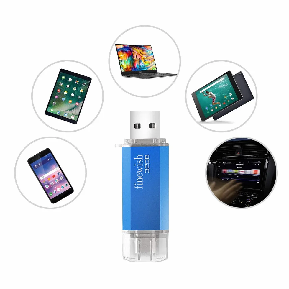 USB C Pendrive 32 GB, 2 w 1, pamięć flash typu C, przenośny Otg, do tabletów, nowego Macbooka, smartfonów z Android, Samsung, Huawei, Oneplus, niebieski