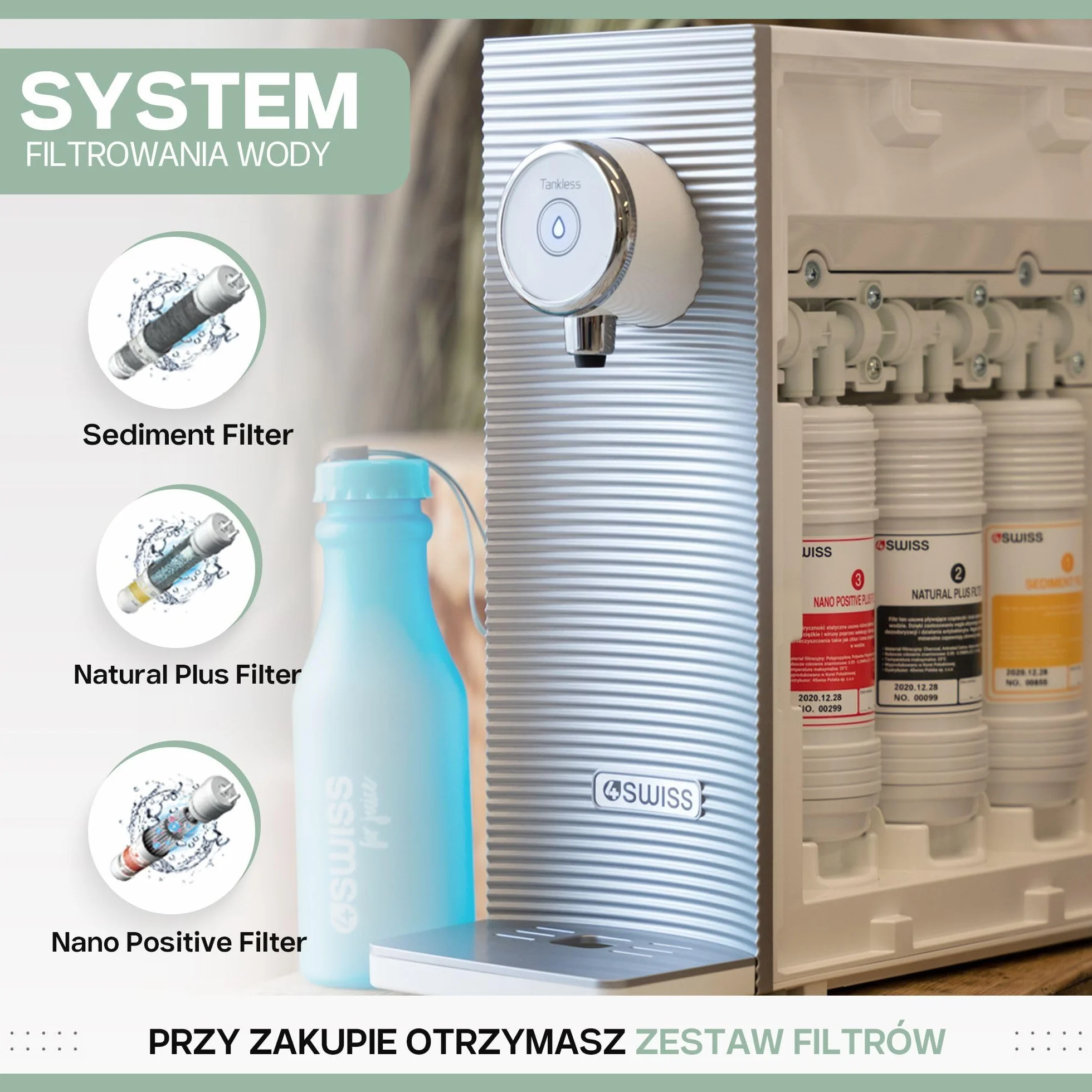 4Swiss WFF021 System Filtrowania Wody, Biały, 14,5 W