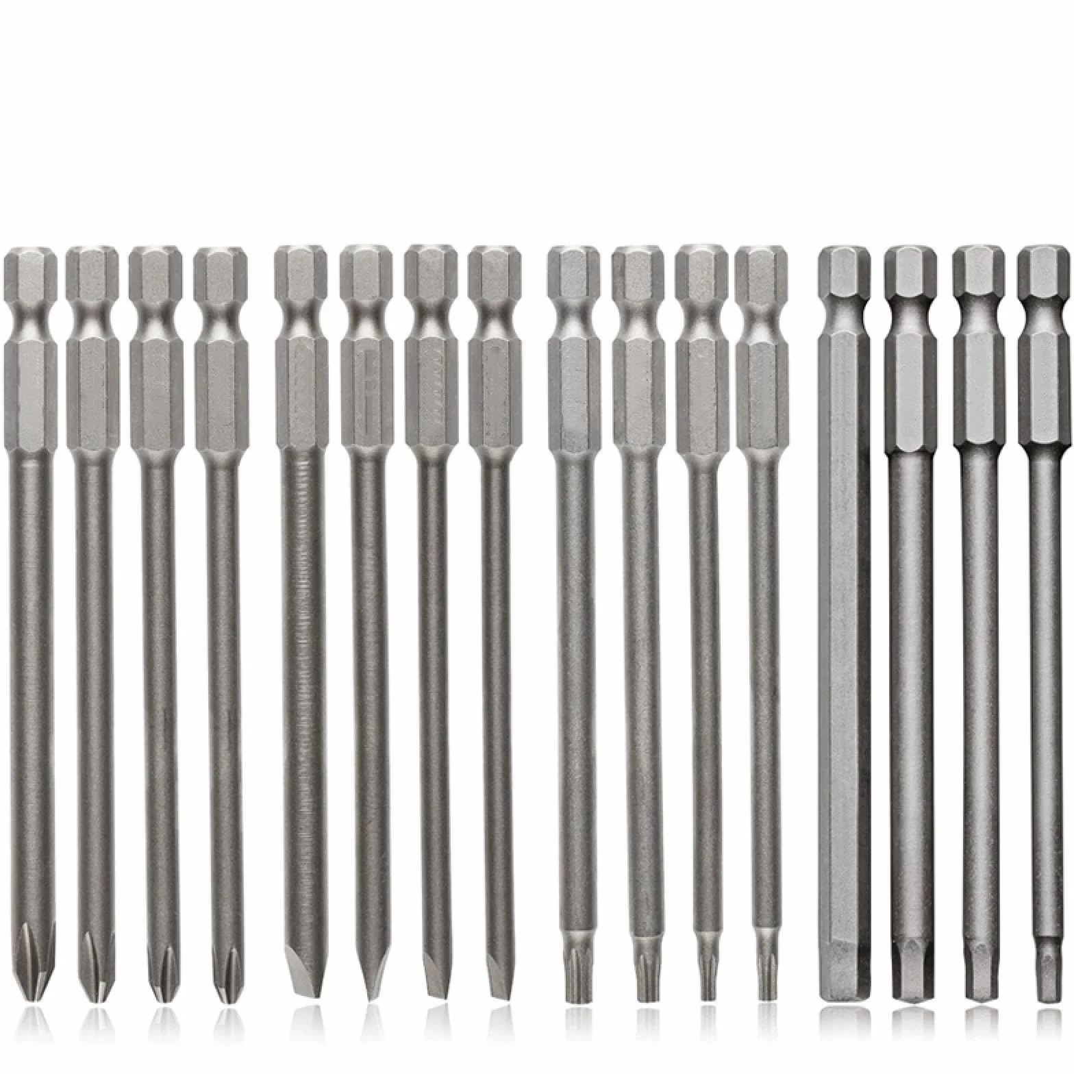 Zestaw bitów do wkrętaków z rowkiem Phillip Square Torx Końcówka wiertła do śrub Mocny magnetyczny adapter Długi krzyżak Narzędzie precyzyjne Kij 100 mm (bity do wkrętaka 16 szt.)