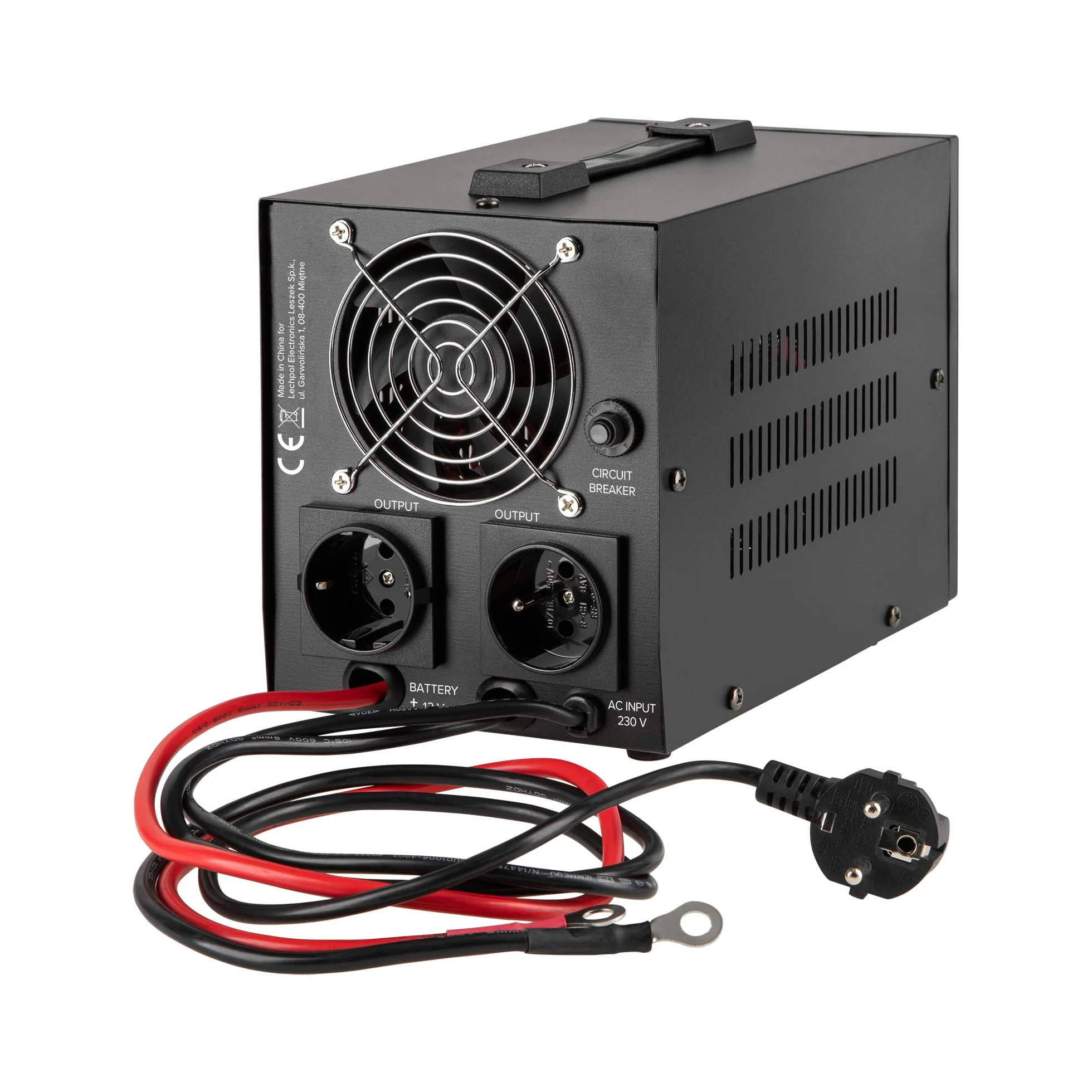 Zasilacz Awaryjny Rebel POWER-500 przetwornica z czystym przebiegiem sinusoidalnym i funkcją ładowania 12V 230V 500VA/300W RB-4001