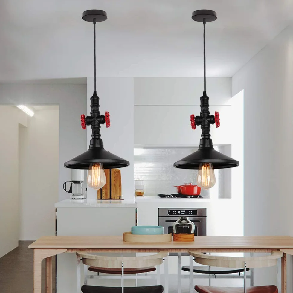 iDEGU Lampa wisząca przemysłowa, żyrandol sufitowy, styl art deco, do kawiarni, baru, restauracji, kuchni (styl kapelusza - czarny)
