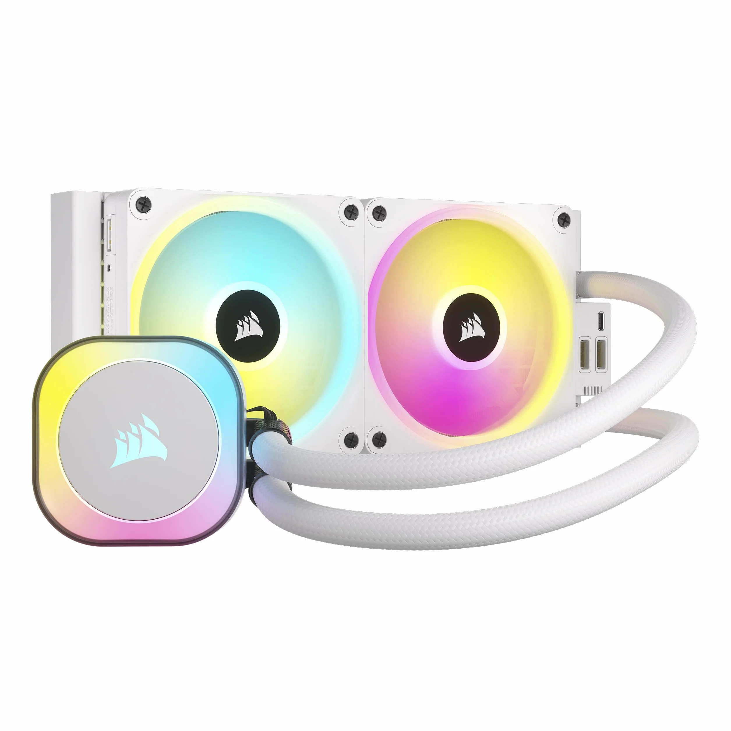 CORSAIR iCUE LINK H100i RGB Chłodzenie Procesora Cieczą - 240 mm AIO - Wentylatory QX120 RGB - Pasuje do Intel® LGA 1700, AMD® AM5 - W Zestawie Koncentrator Systemowy iCUE LINK - Biały