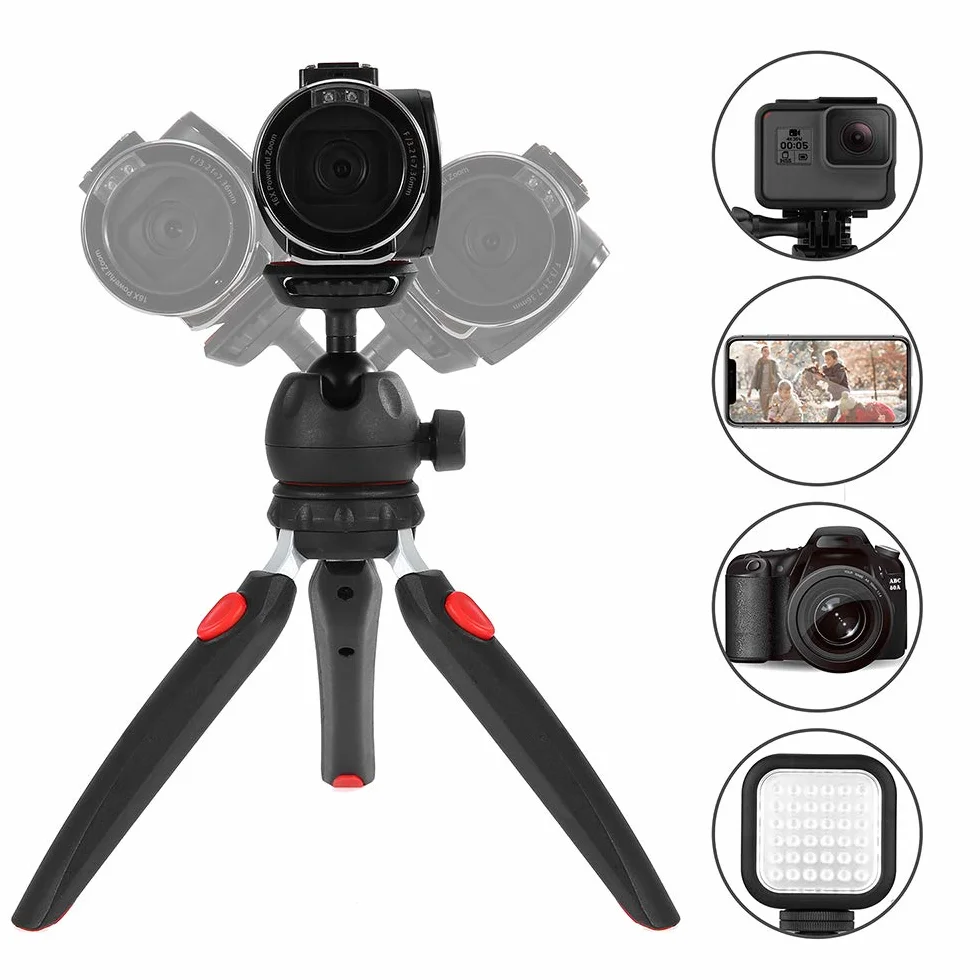 Andoer Mini statyw trójnożny zdejmowany głowica kulowa przenośny składany do lustrzanek DSLR/Mirrorless