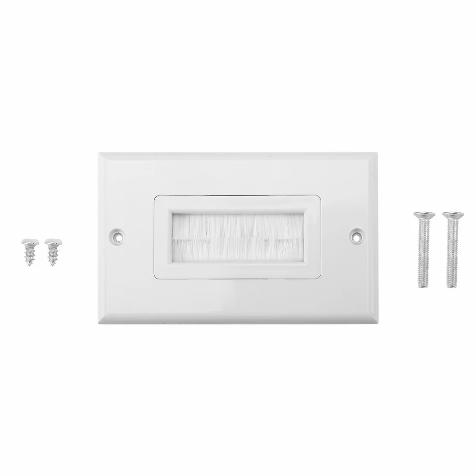Cable Wall Plate Port,Anti-Dust Brushplate Cable Wall Plate Port White Brush Strip Wallplate Insert Outlet Cable Faceplate Mount Multimedia Panel