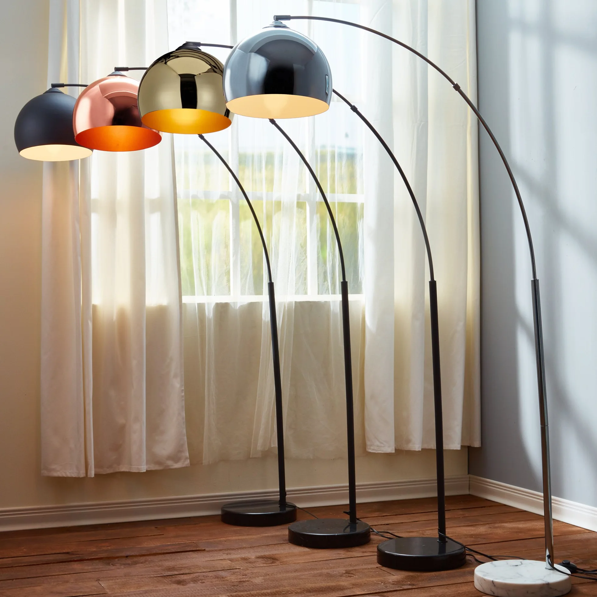 Teamson Home Chromowana ?ukowa Lampa Pod?ogowa Arquer 170 cm | Nowoczesne O?wietlenie VN-L00010-EU