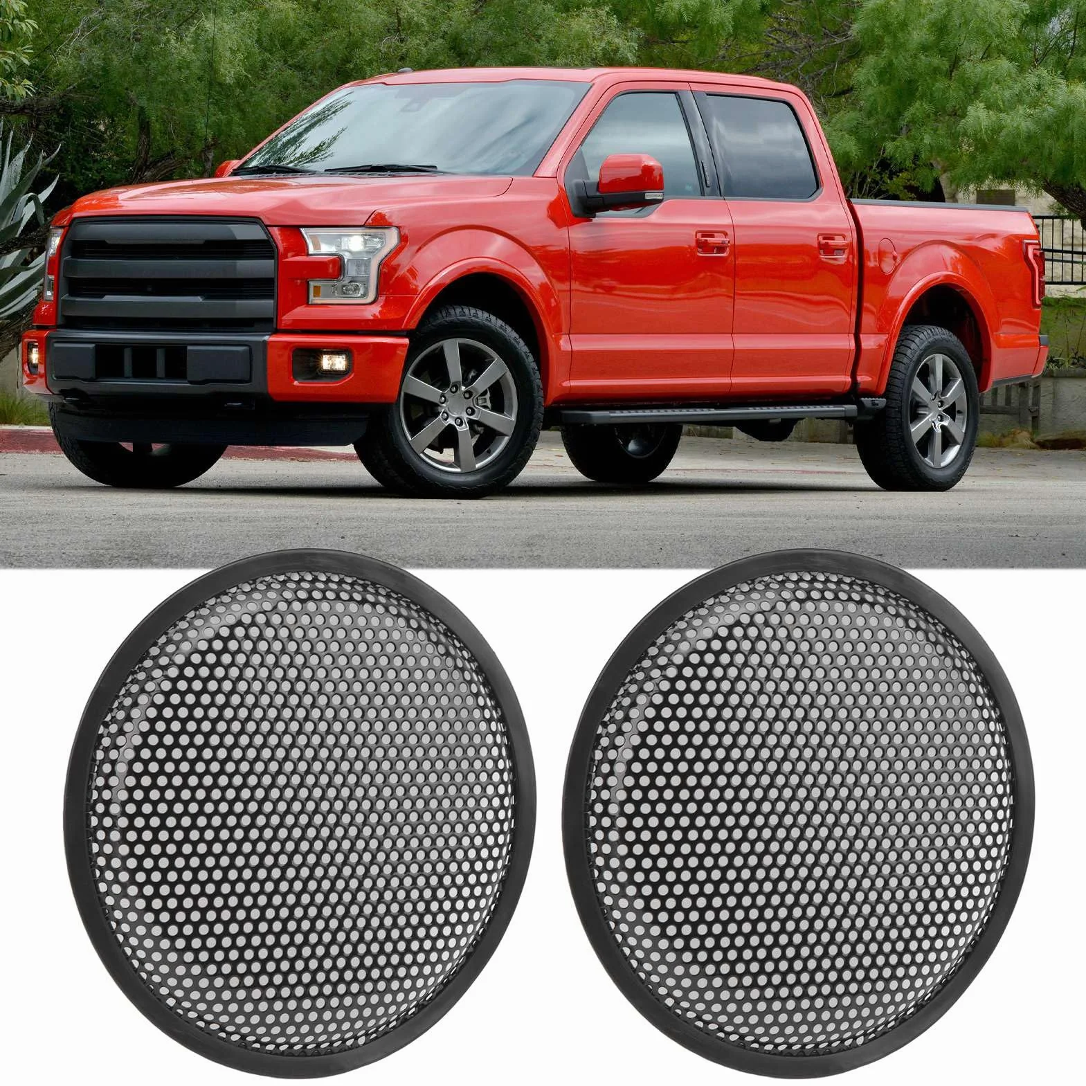 Jadeshay 8 cali uniwersalne kratki głośników, 2 sztuki osłona głośnika samochodowego RV czarna ABS metal żelazo subwoofer siatka