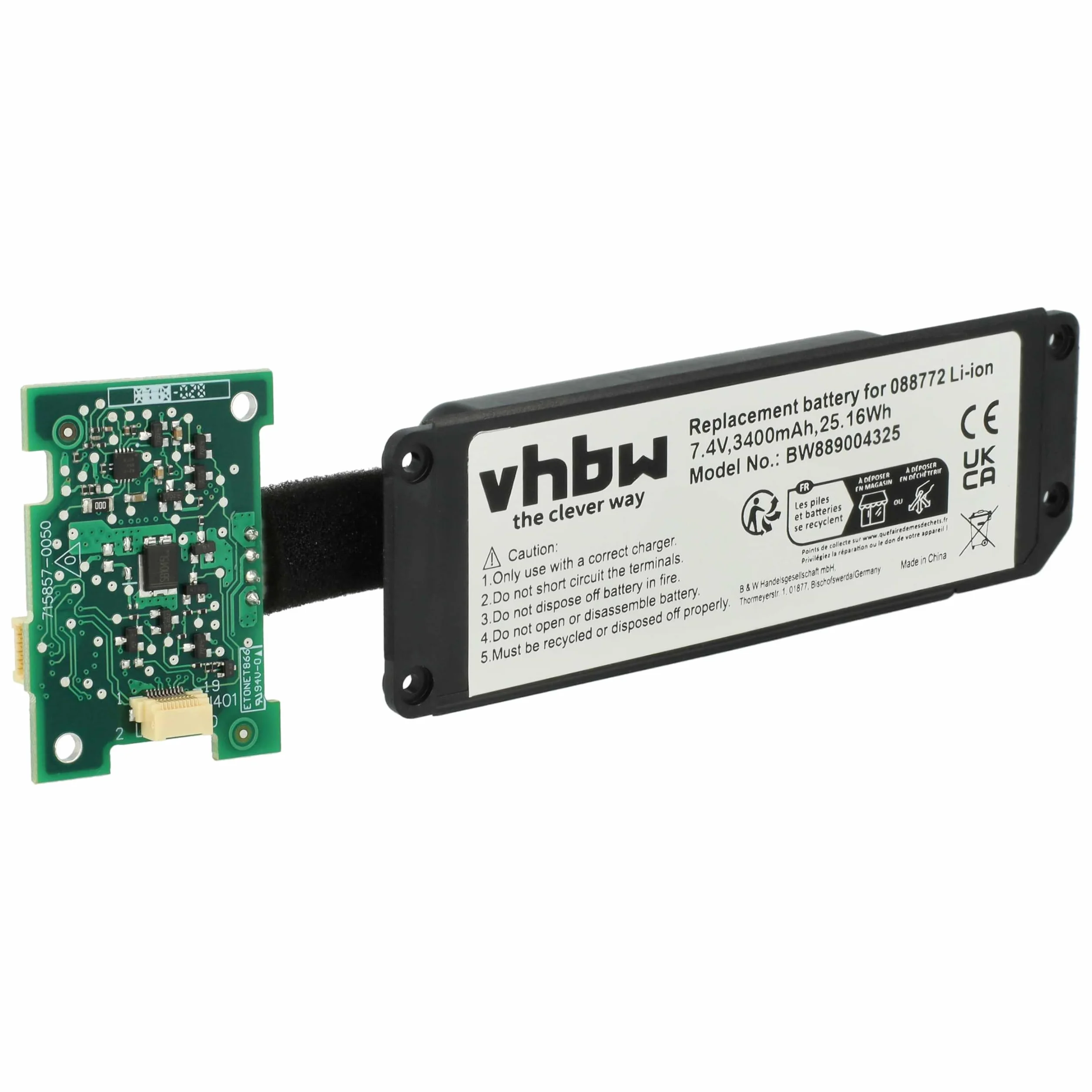 vhbw Akumulator kompatybilny z Bose SoundLink Mini 2, 3400 mAh, 7,4 V, litowo-jonowa
