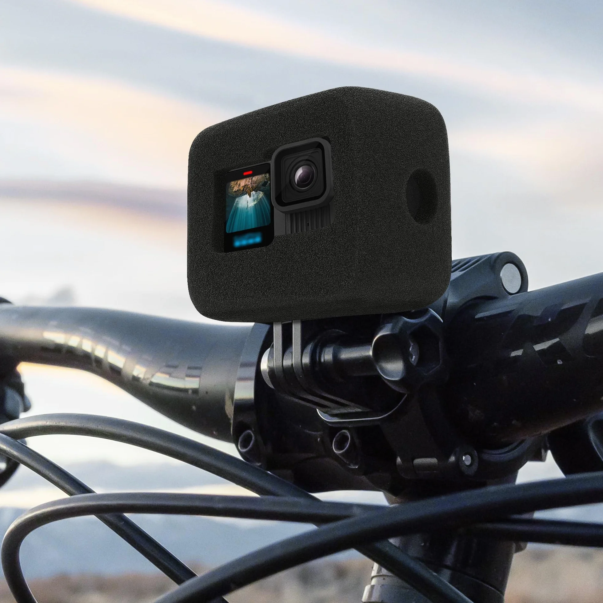 Geekria Dla Creators Windslayer osłona przeciwwiatrowa kompatybilna z kamerą GoPro Hero 13, 12, 11, 10, 9, obudowa ramki, akcesoria z gąbki z redukcją szumów wideo (czarny / 2 sztuki)