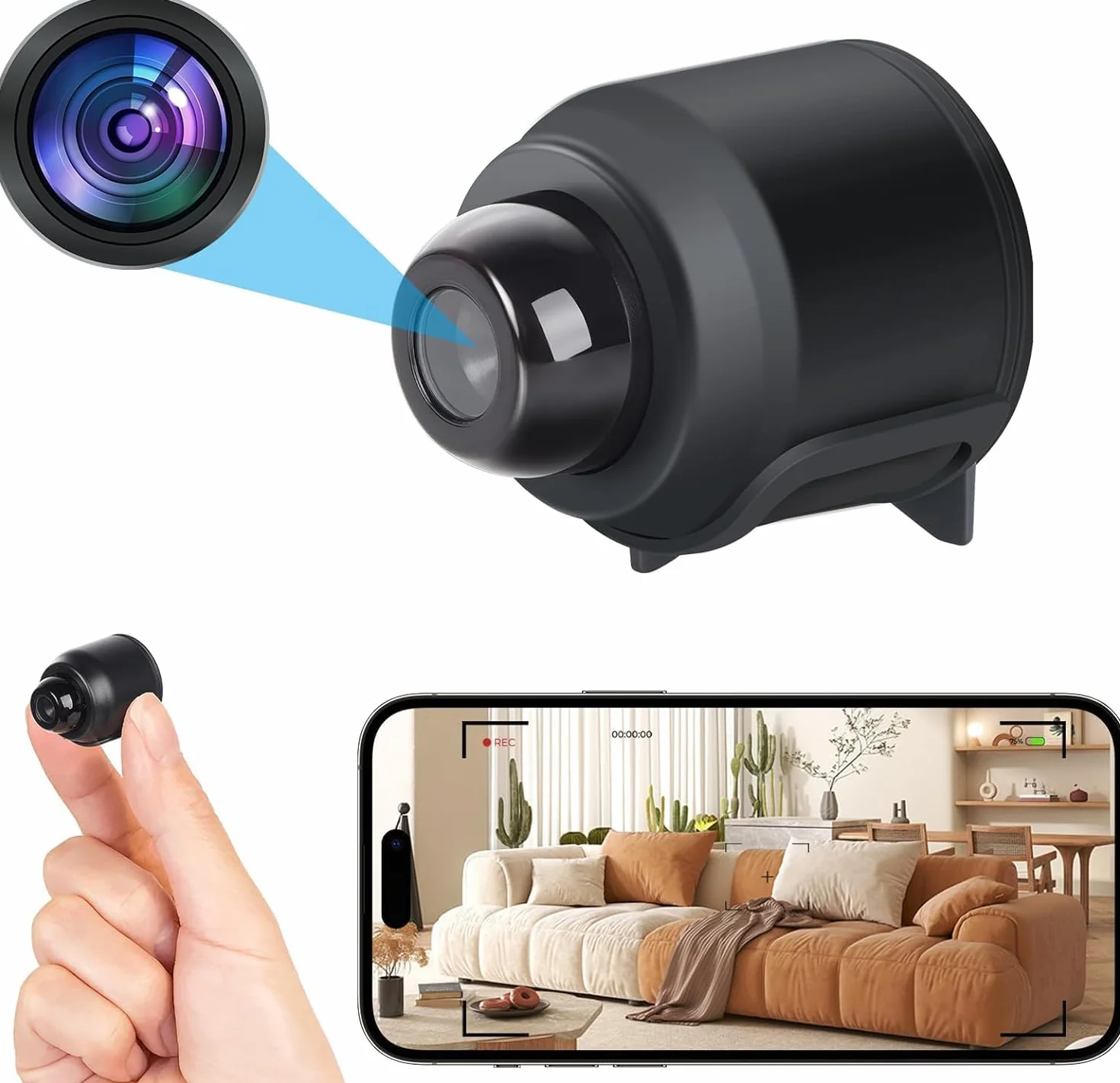 Mini ukryta kamera szpiegowska IP WiFi HD 1080p z aplikacją do oglądania filmów w czasie rzeczywistym z telefonu komórkowego Mikrokamera bezpieczeństwa do monitoringu z noktowizorem i wykrywaniem