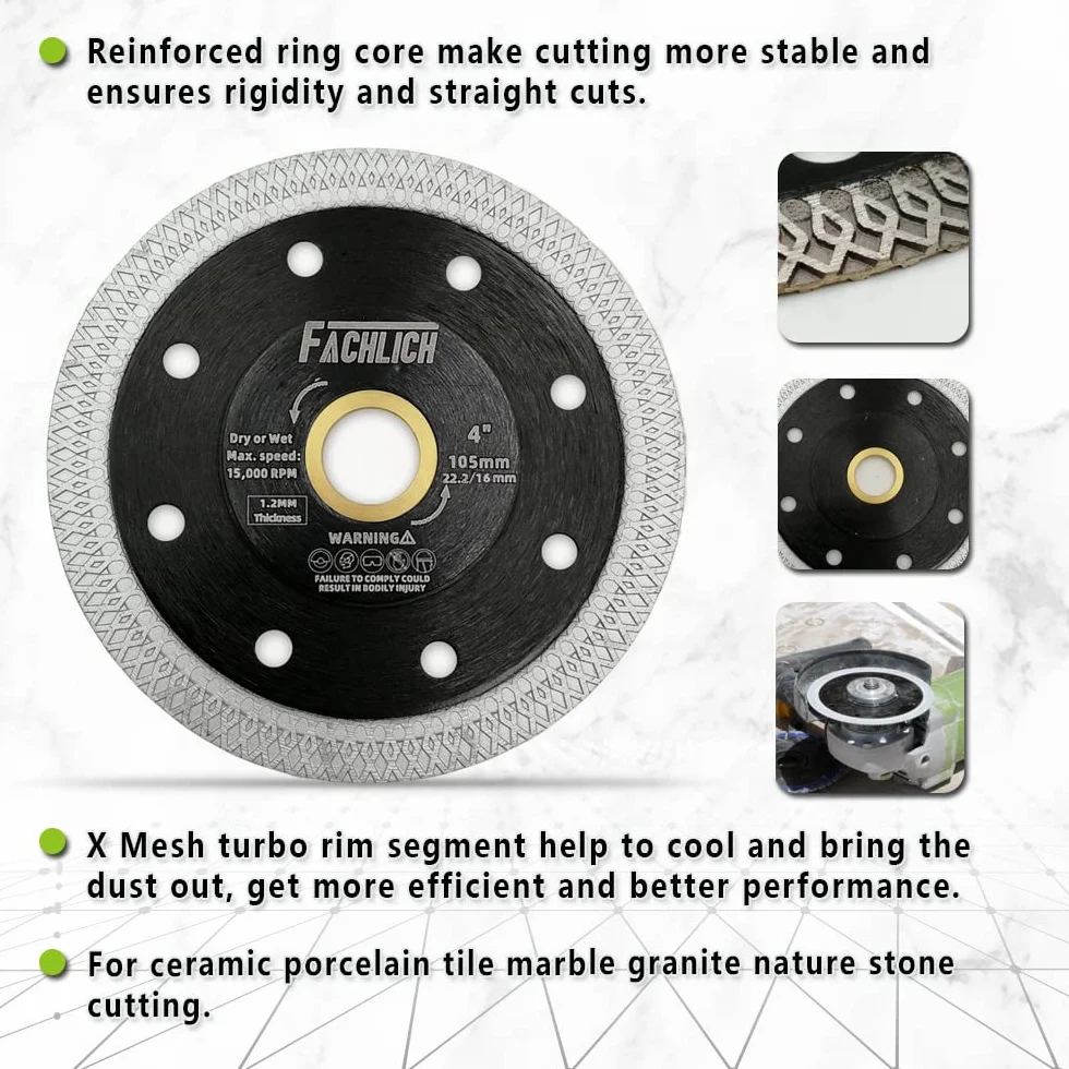 Diamentowa tarcza do cięcia 250 mm 2 szt. super cienka X Mesh Turbo ostrze piły do płytek marmur ceramika porcelana
