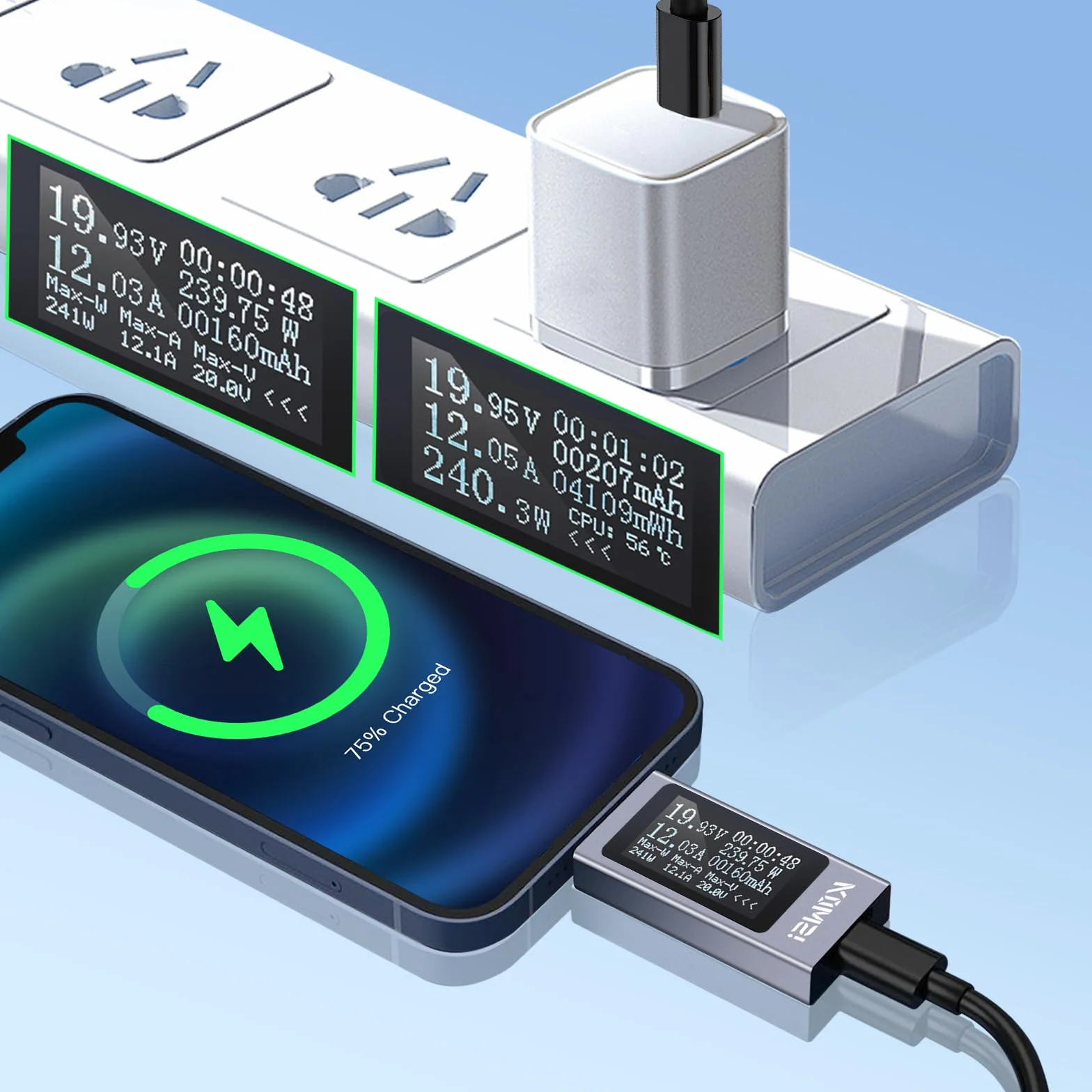 Tester USB 240 W, miernik prądu USB, miernik prądu, USB C, tester USB C, woltomierz, multimetr, miernik napięcia [USB C na USB C ]