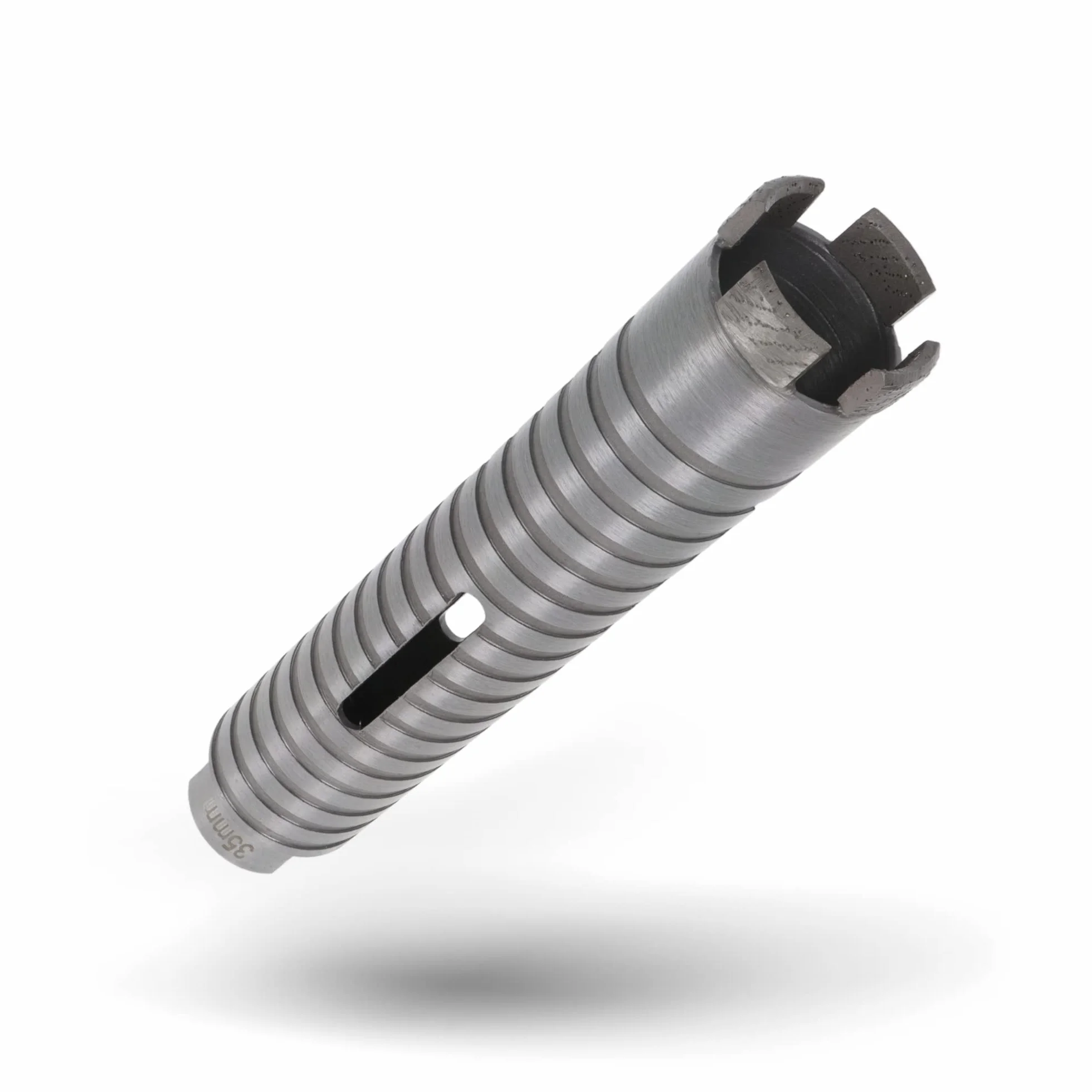 PRODIAMANT Diamentowa wiertnica rdzeniowa ø 35 mm długość efektywna 150 mm z adapterem sześciokątnym do wiertarek, segmenty spawane laserowo do wiercenia na sucho