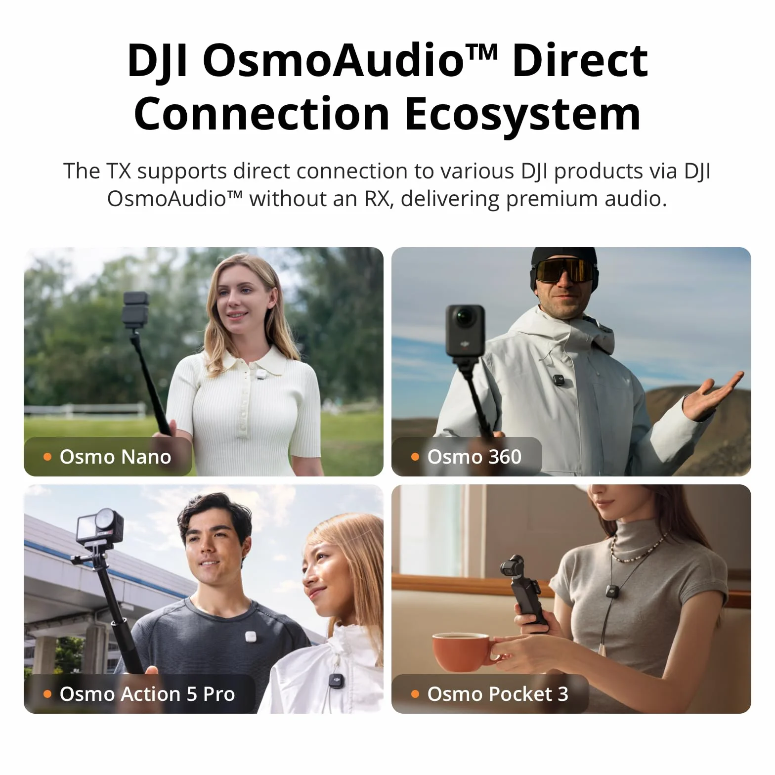 DJI Mini Mikrofon Bezprzewodowy 2 TX + 1 RX HQ Audio Redukcja Szumów 48h