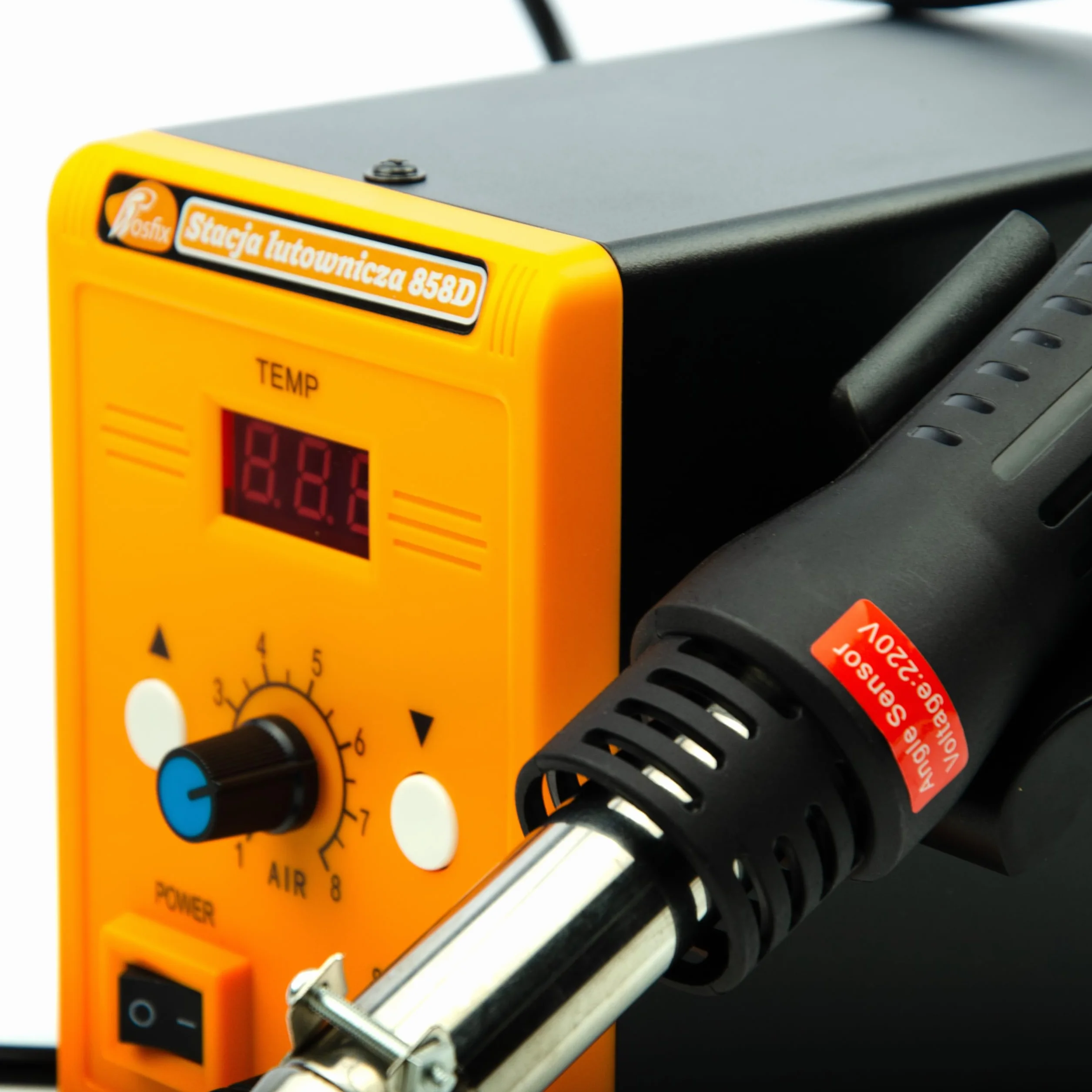 Stacja lutownicza Hot-Air 858D + pistolet do nitowania z tworzywa sztucznego w walizce + 200 nitów – wszechstronne narzędzia do naprawy elektroniki i montażu tworzywa sztucznego – Rosfix 858D