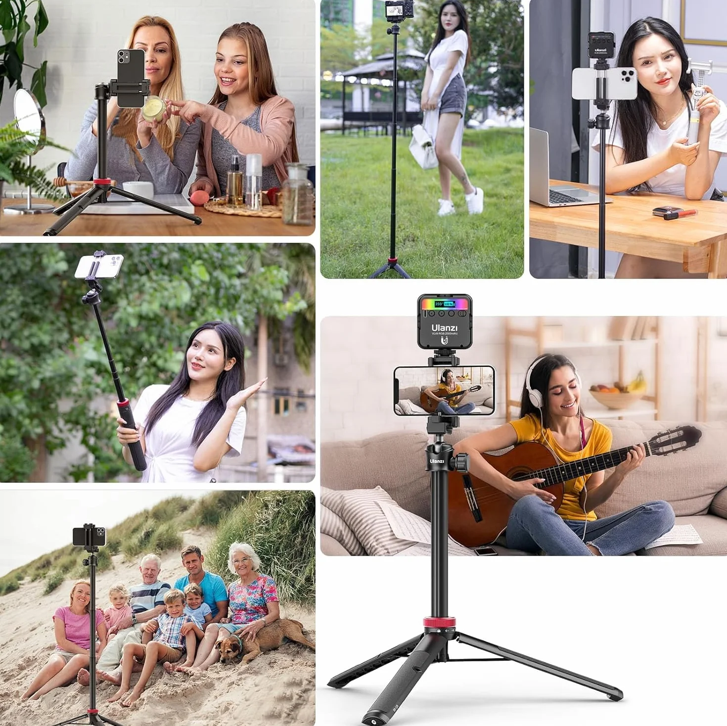 ULANZI Statyw do telefonu MT-44 149.9 cm Selfie Stick 2 w 1 z klipsem i głowicą kulową 360°