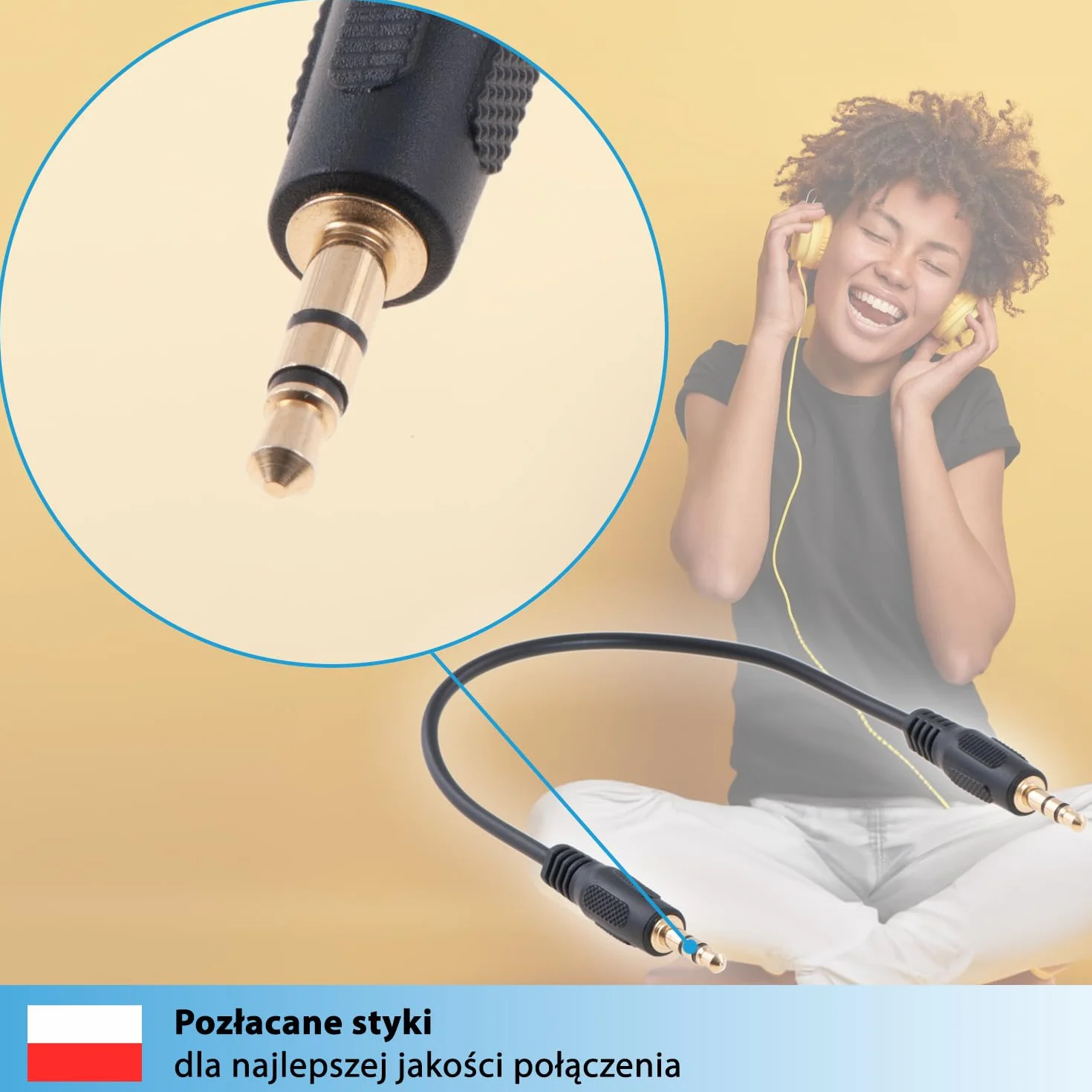 Kabel AUX 20 cm 3,5 mm jack audio czarny