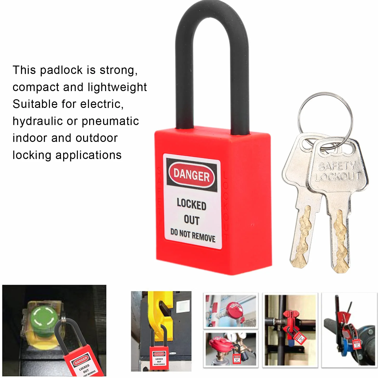 Lockout kłódka, 10 metalowych zamków Lockout Tagout z 20 kluczami, kłódki bezpieczeństwa, czerwone, do użytku wewnątrz i na zewnątrz, do warsztatu, fabryki, garażu (czerwona)