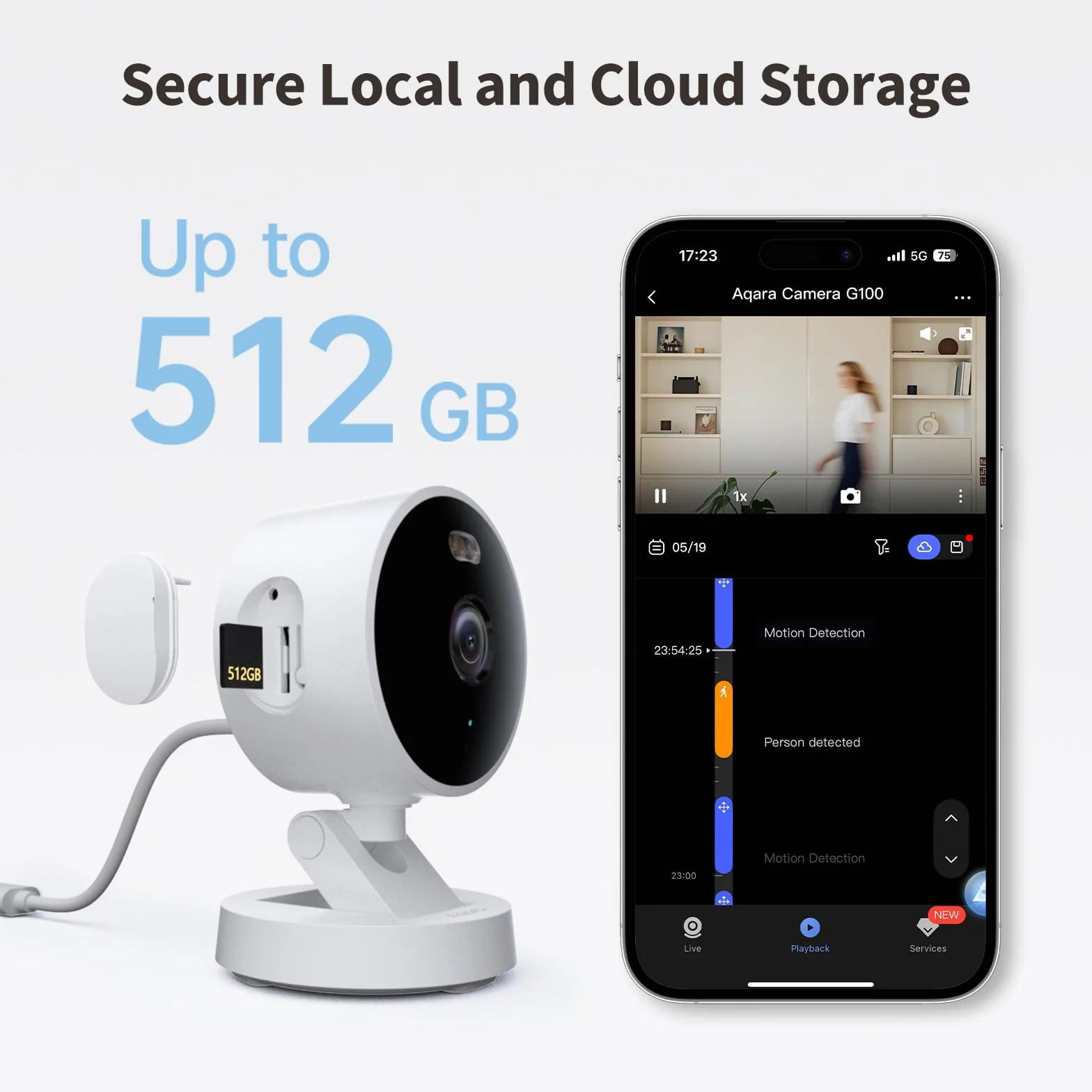 Aqara G100, Wewnętrzna/Zewnętrzna Kamera Bezpieczeństwa 2K, Bezpieczne Wideo HomeKit, 2-Kierunkowy Dźwięk, Wykrywanie AI, kąt widzenia 140°, Wi-Fi 6, Obsługuje HomeKit, Alexa, Google i IFTTT,Czarny
