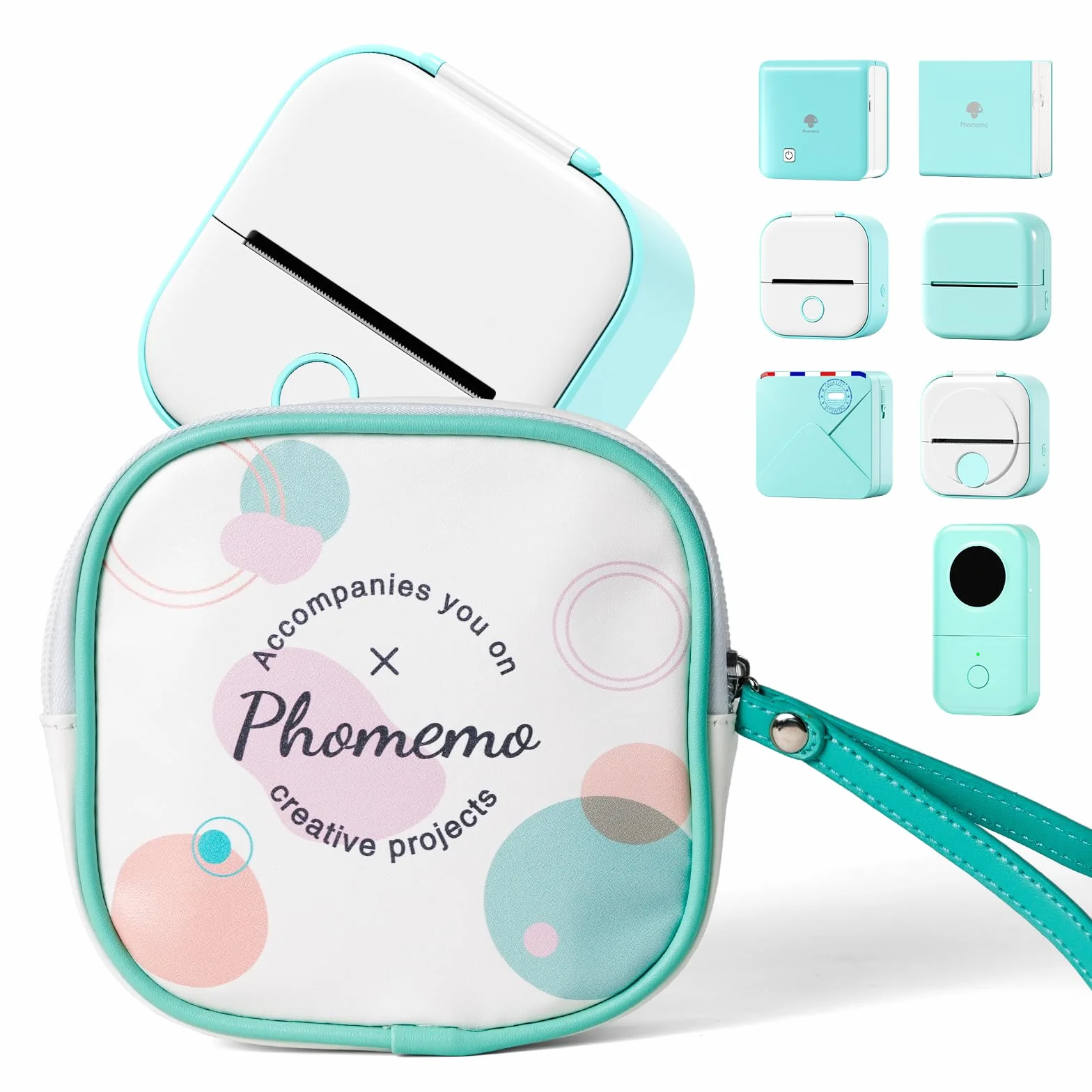 Phomemo torba kompatybilna z mini drukarkami T02, M02, M02Pro, M02S, M02X, M02L, D30, Q30, Q31, Q30S, skóra PU, wodoodporna, zamek, pasek