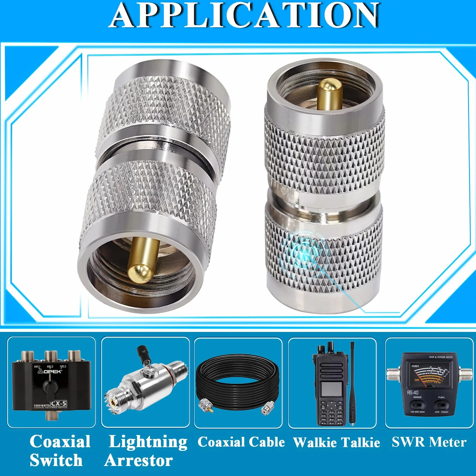 Wtyczka koncentryczna UHF TUOLNK PL259 Wtyczka UHF do wtyczki UHF Adapter koncentryczny PL-259 Wtyczka do kabla przedłużającego 2szt