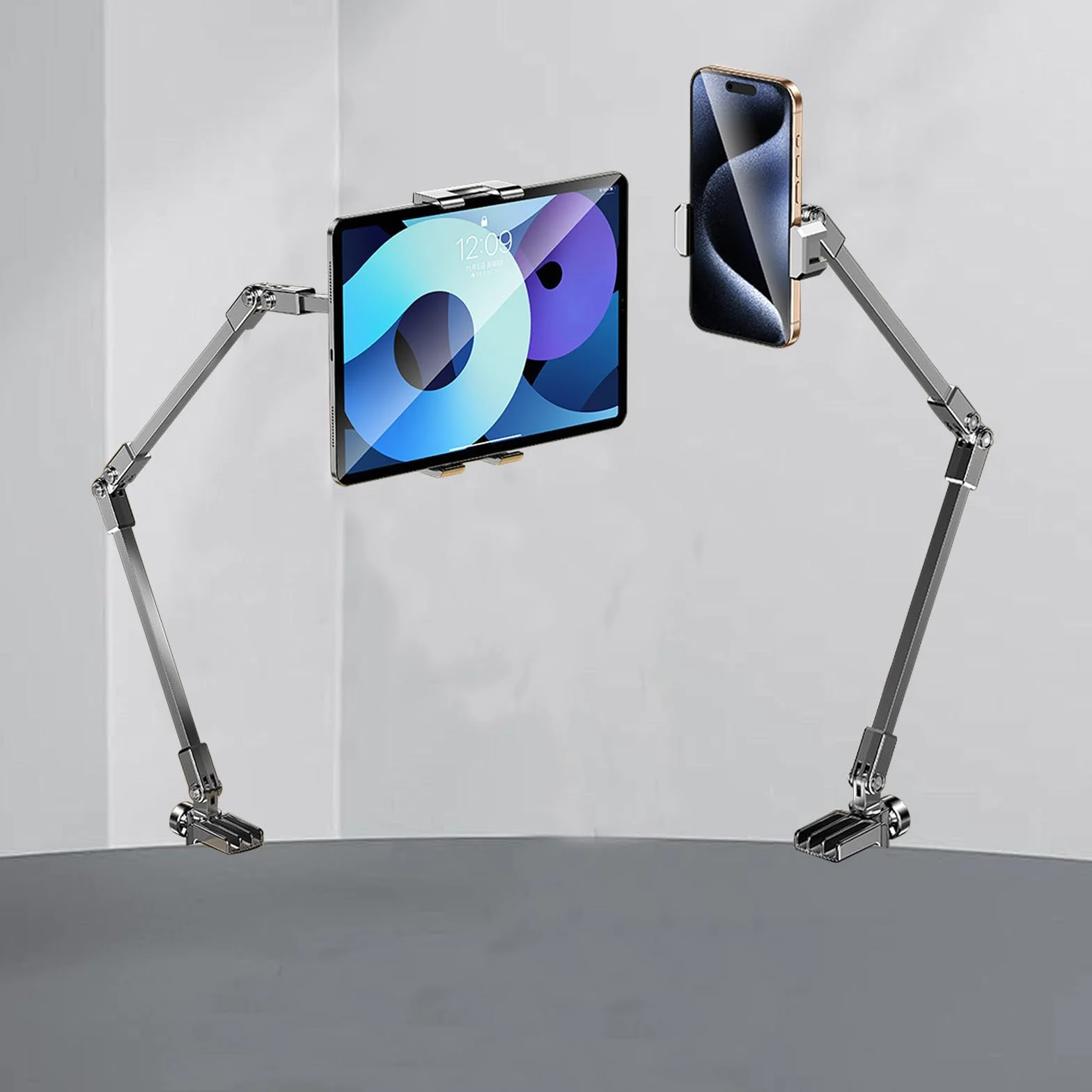 HAMON Regulowany uchwyt do tabletu, aluminiowy stołowy 360°, metalowa podstawa obracana, pasuje do iPad Air Pro Mini Samsung Galaxy Kindle 11,9-33 cm
