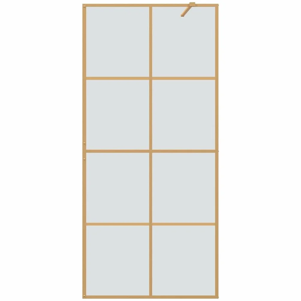 Ścianka prysznicowa Walk-in, złota, 90 x 195 cm, hartowane szkło bezpieczne z aluminiową ramą, bez ramy, zajmuje mało miejsca i bez barier, do nowoczesnej łazienki, odporna na działanie wody