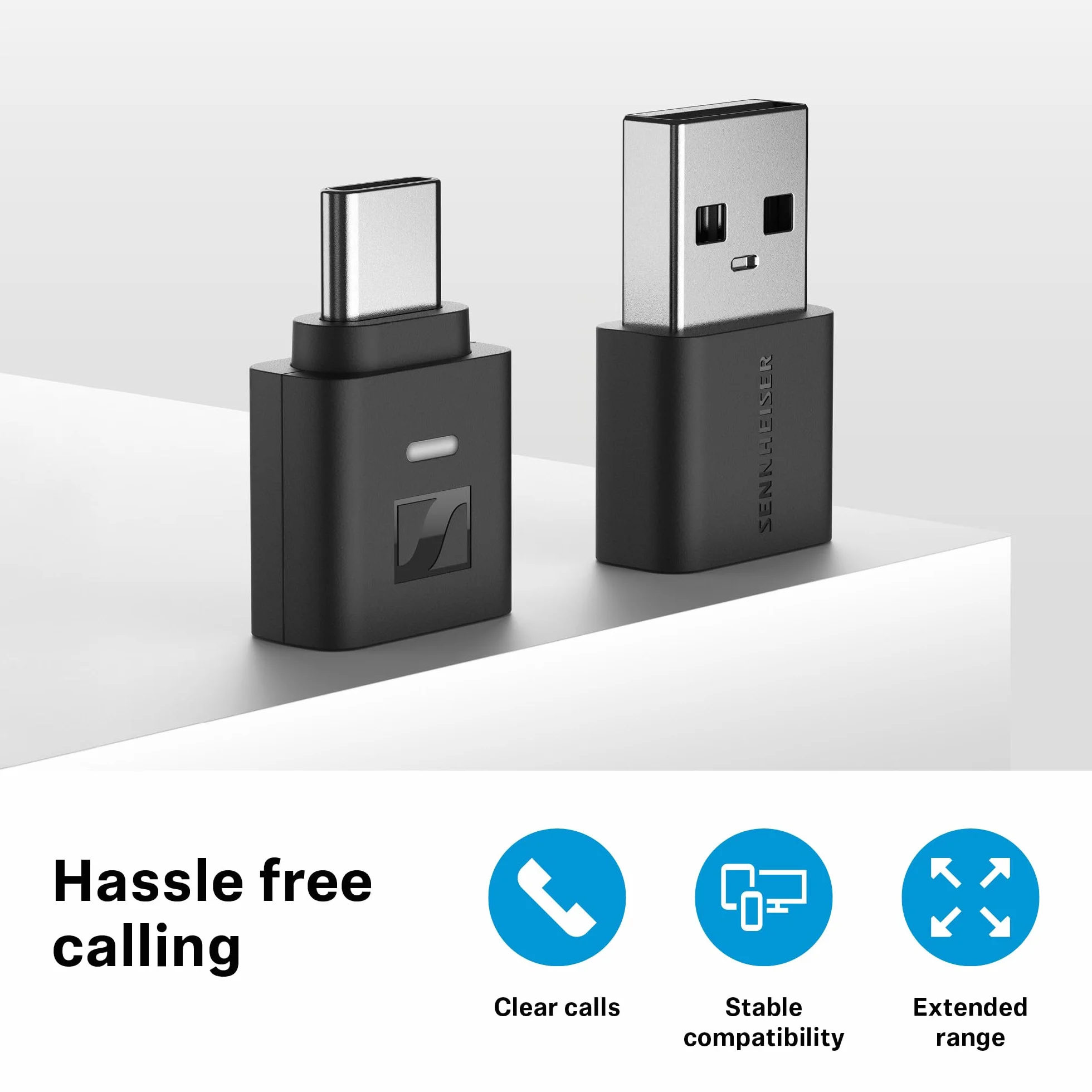 Sennheiser BTD 700 Bluetooth USB Dongle - aptX Lossless, Auracast, nadajnik audio Plug & Play do słuchawek i głośników, bardzo niskie opóźnienie, kompatybilny z Bluetooth 5.4, USB-C i USB-A