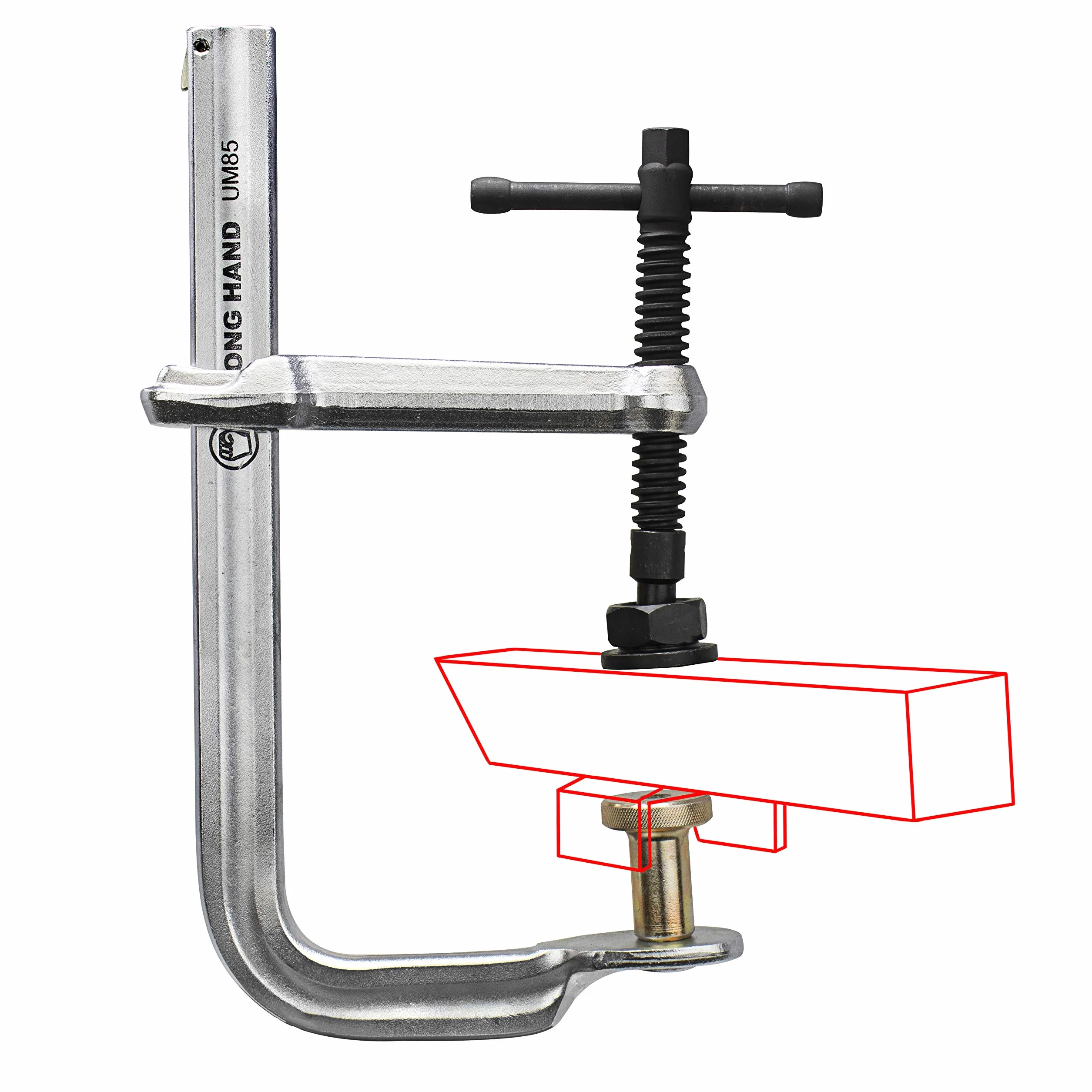 Strong Hand Tools, System zaciskowy 4 w 1, zacisk prętowy o regularnym obciążeniu, pojemność 38,5 mm, ciśnienie zaciskowe: 1,1 kg, głębokość gardła: 5-1/2″, UM125-C3