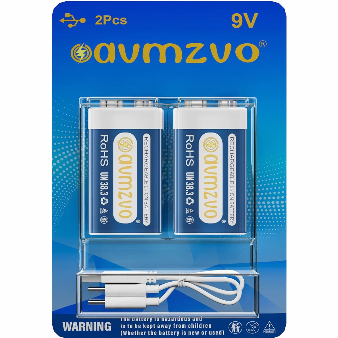 Akumulator 9V blokowy 1350 mAh 2 sztuki z ładowaniem USB C
