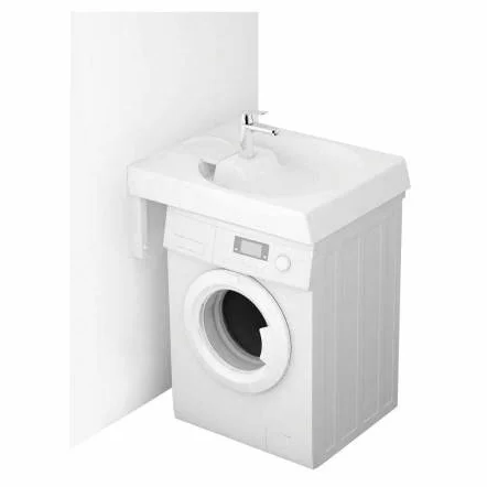 Standardowa umywalka oszczędzająca miejsce w pralce GPM DUŻA - kompaktowy syfon schodkowy z tyłu - 63 x 60 cm prześwit pod umywalką