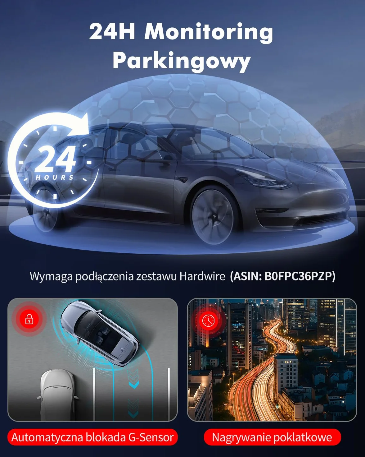 Frvesroe Zestaw okablowania do kamery samochodowej USB C Mini Fuse Tap 12V-24V na 5V/2.5A kabel Type-C tryb parkingowy 24h