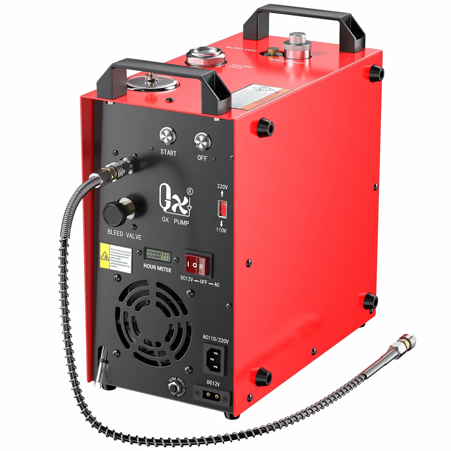 GX PUMP CS4-I Przenośna sprężarka powietrza PCP, kompresor pcp,mocny silnik 350 W, maks. 5800 Psi/40 Mpa, wbudowany konwerter domowy, chłodzenie wody i wentylatorów, 5 godzin ciągłej pracy